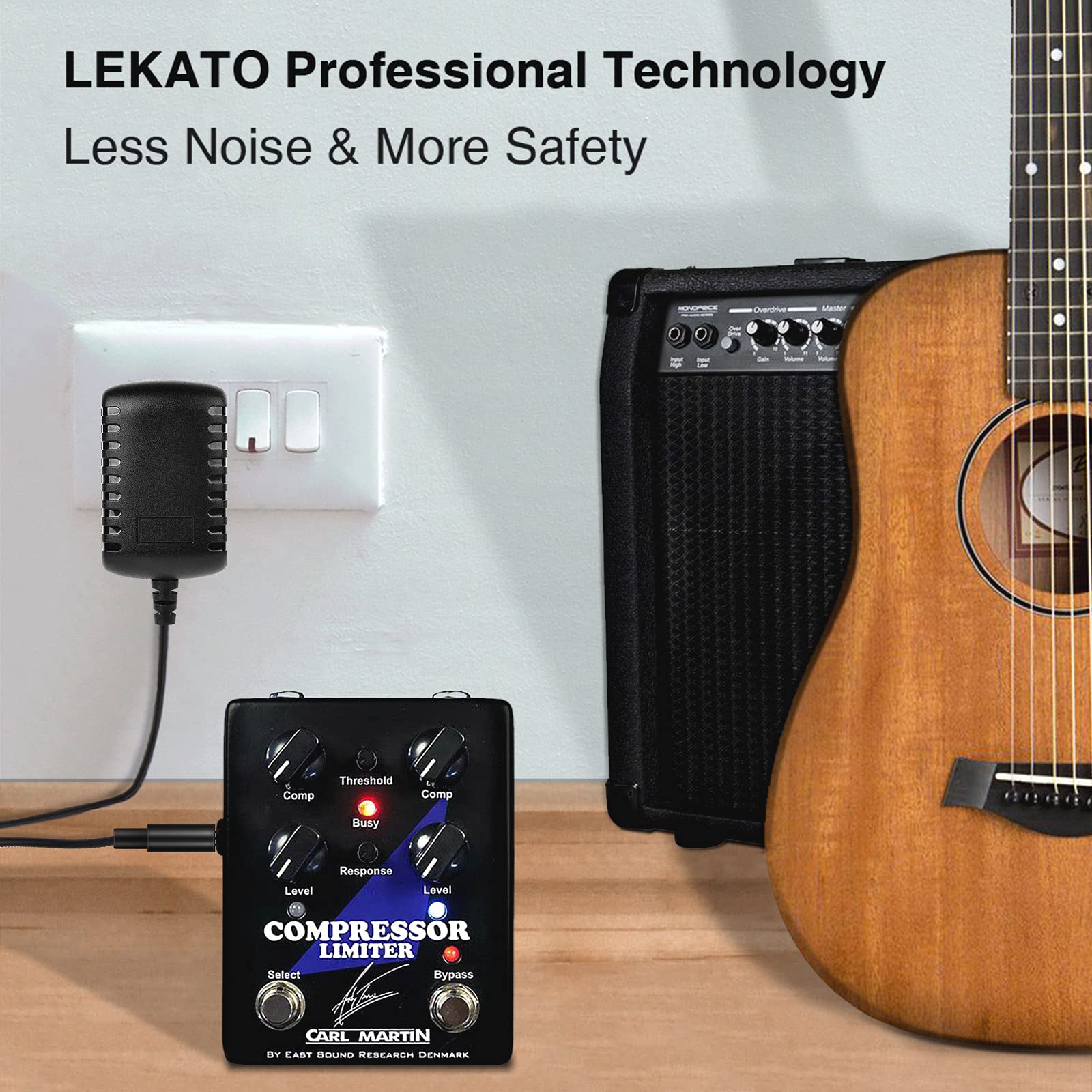 LEKATO Pedal de efecto de pedal de guitarra con función de sintonizador, bucles de pedal de bucle 9 bucles de 40 minutos de tiempo de grabación con cable USB y adaptador de fuente de alimentación de pedal de 9 V 0.6 A