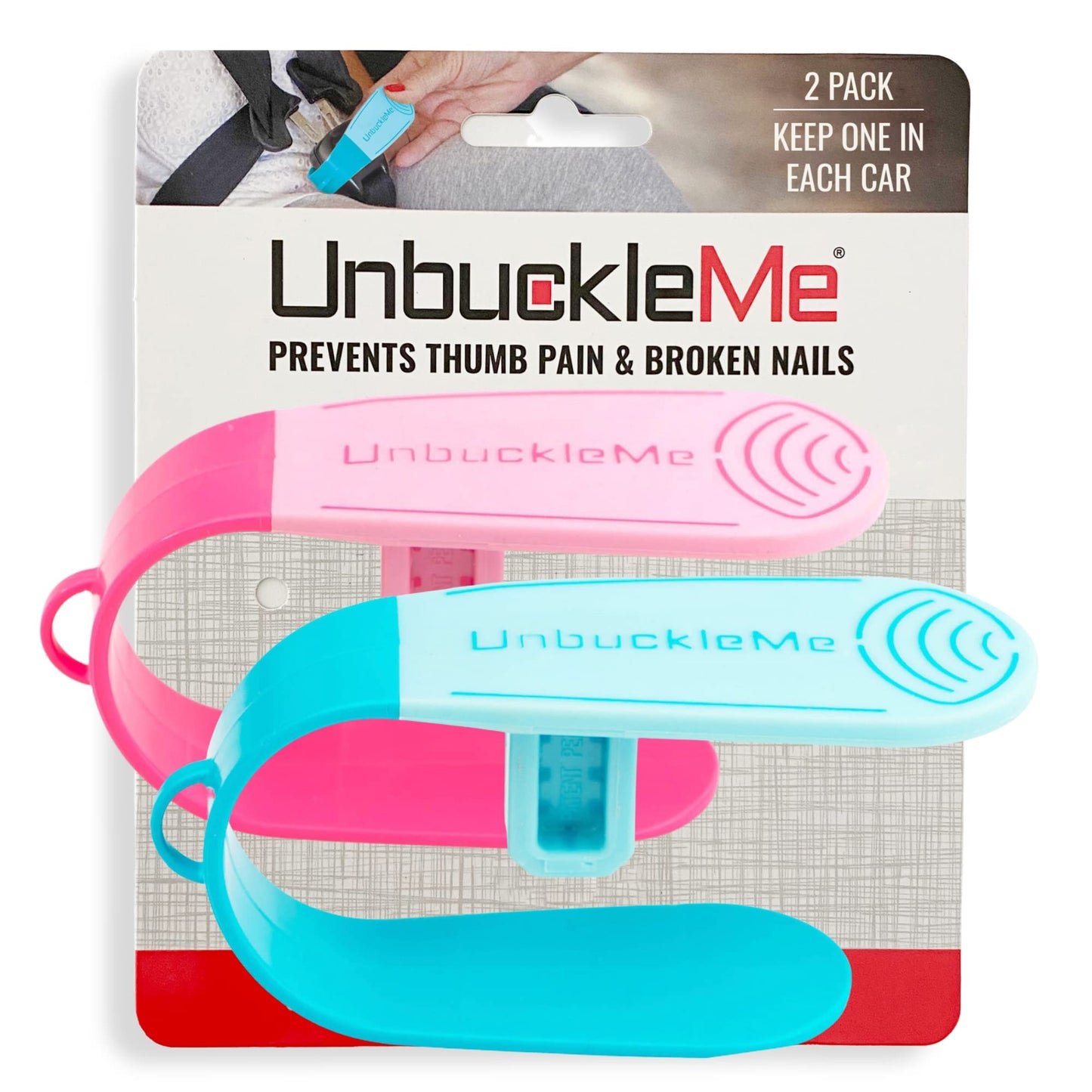 UnbuckleMe Herramienta de liberación de hebilla de asiento de coche UnbuckleMe – como se ve en el tanque de tiburón – hace que sea fácil desabrochar un asiento de coche para niños, fácil herramienta para padres, abuelos y niños mayores (2 unidades, azul y