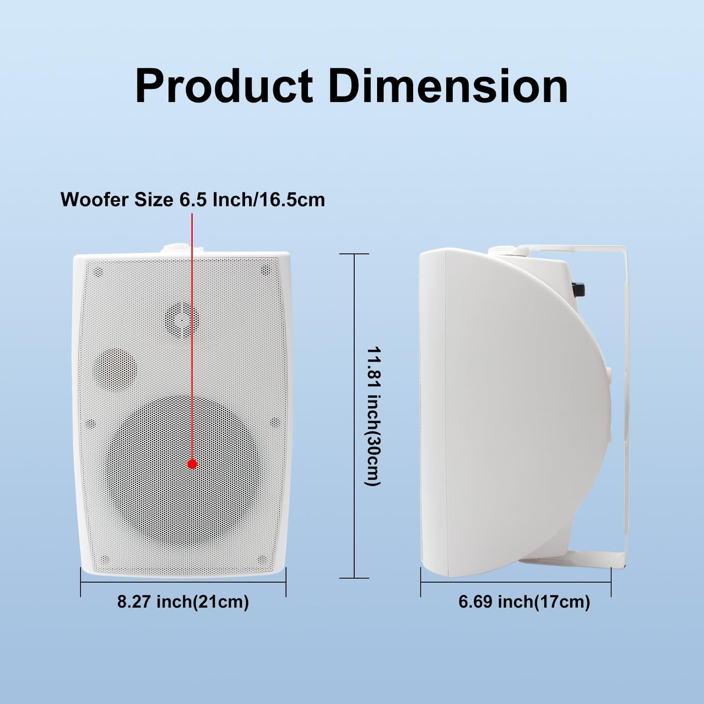 Herdio 6,5 Pulgadas Bocinas para Exterior, 400W Altavoces para Exteriores, Impermeable, Amplia Cobertura De Sonido Estéreo, para Patio, Terraza, Patio Trasero (Blanco)