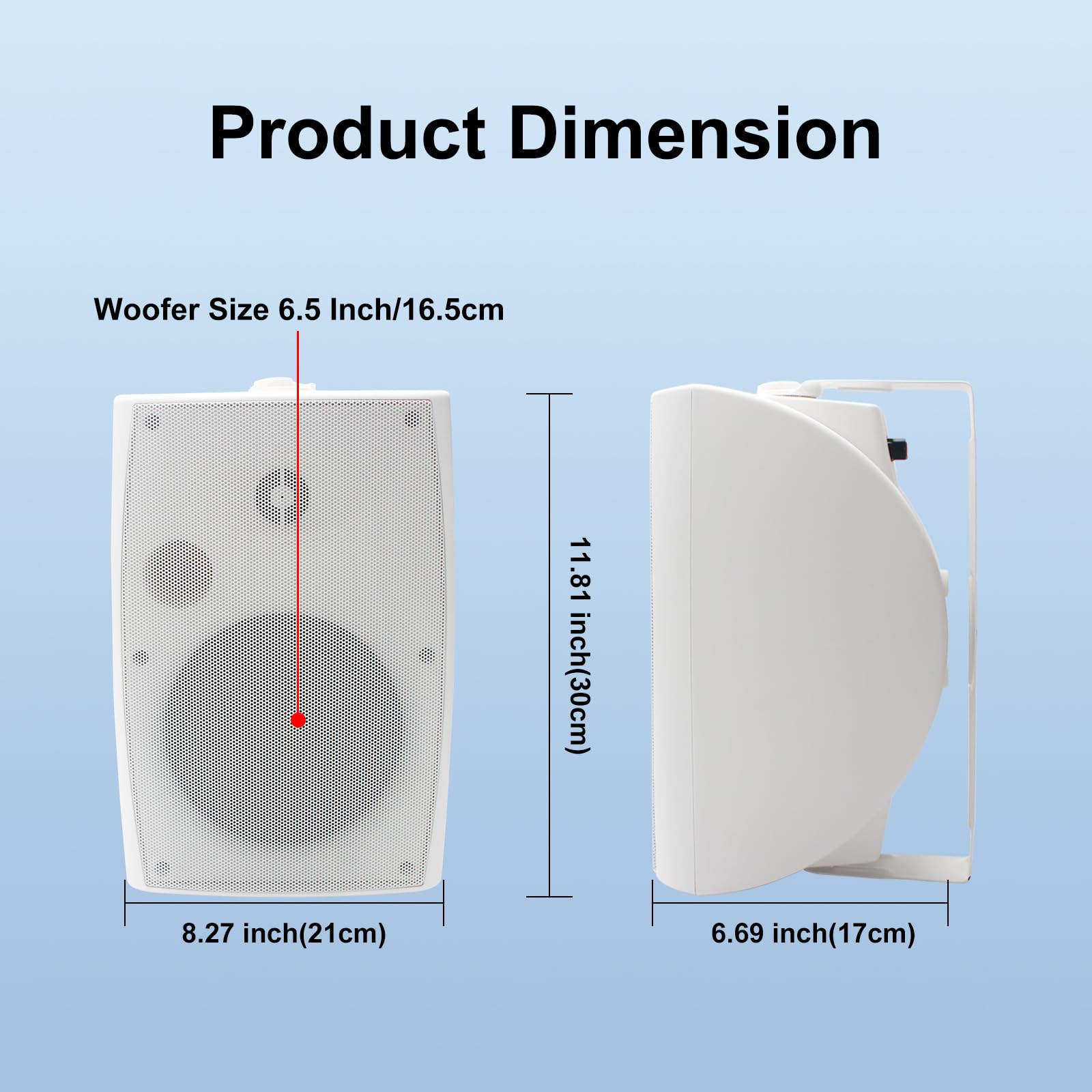 Herdio 6,5 Pulgadas Bocinas para Exterior, 400W Altavoces para Exteriores, Impermeable, Amplia Cobertura De Sonido Estéreo, para Patio, Terraza, Patio Trasero (Blanco)