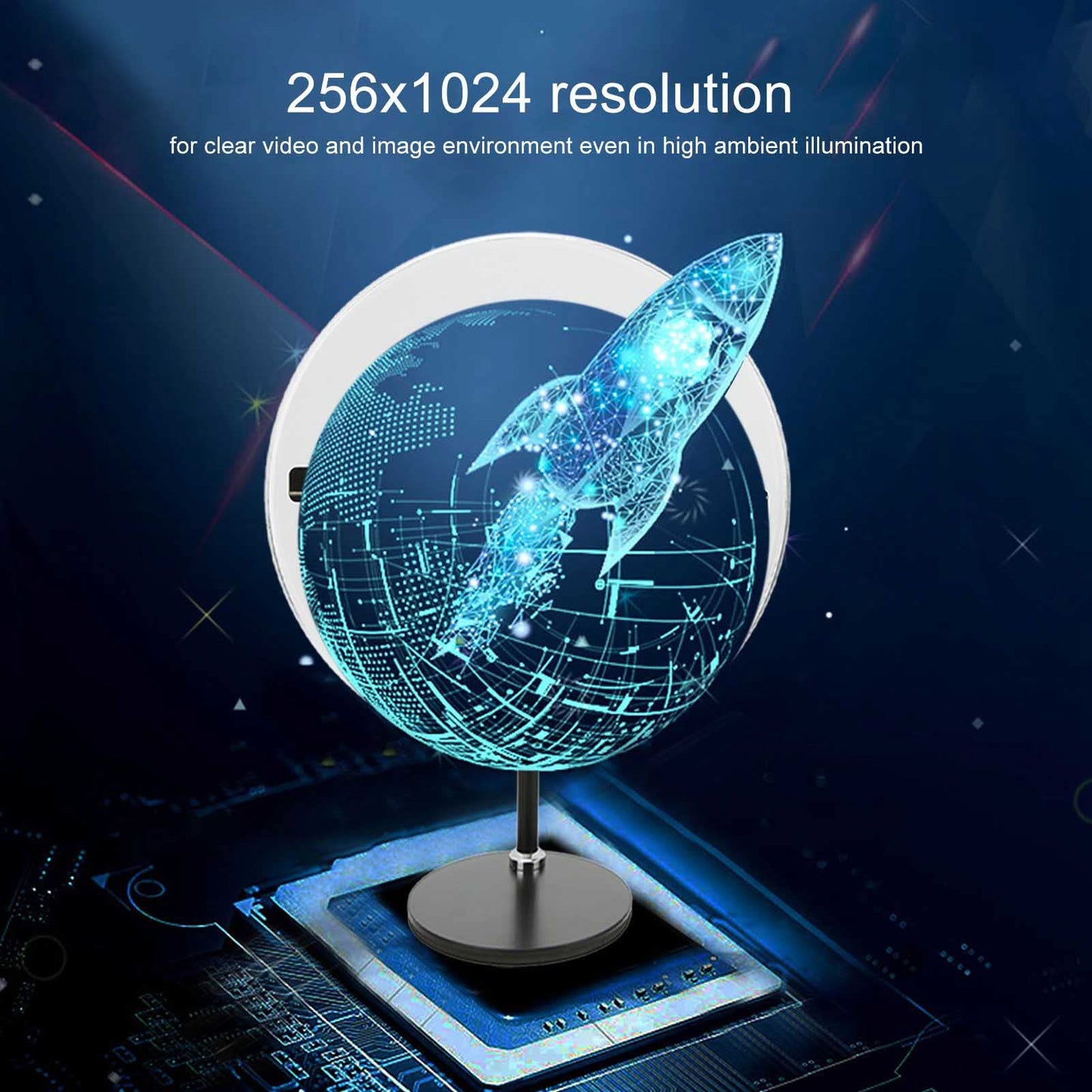 FOFY Ventilador de Exhibición de Publicidad de Holograma, Ventilador de Gota LED 3D 256 para Proyector Holográfico de Escritorio de Centro Comercial (Enchufe de EE. UU.)