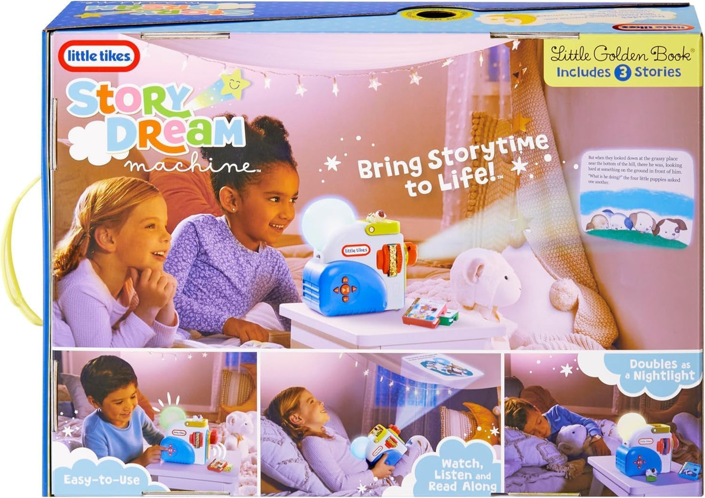 little tikes Story Dream Machine Kit de Inicio con 3 Cuentos de Hadas Clásicos - Proyector de luz, Sonido y Audio para niños - Incluye 3 Cuentos y 1 Personaje - para niñas y niños Mayores de 3 años