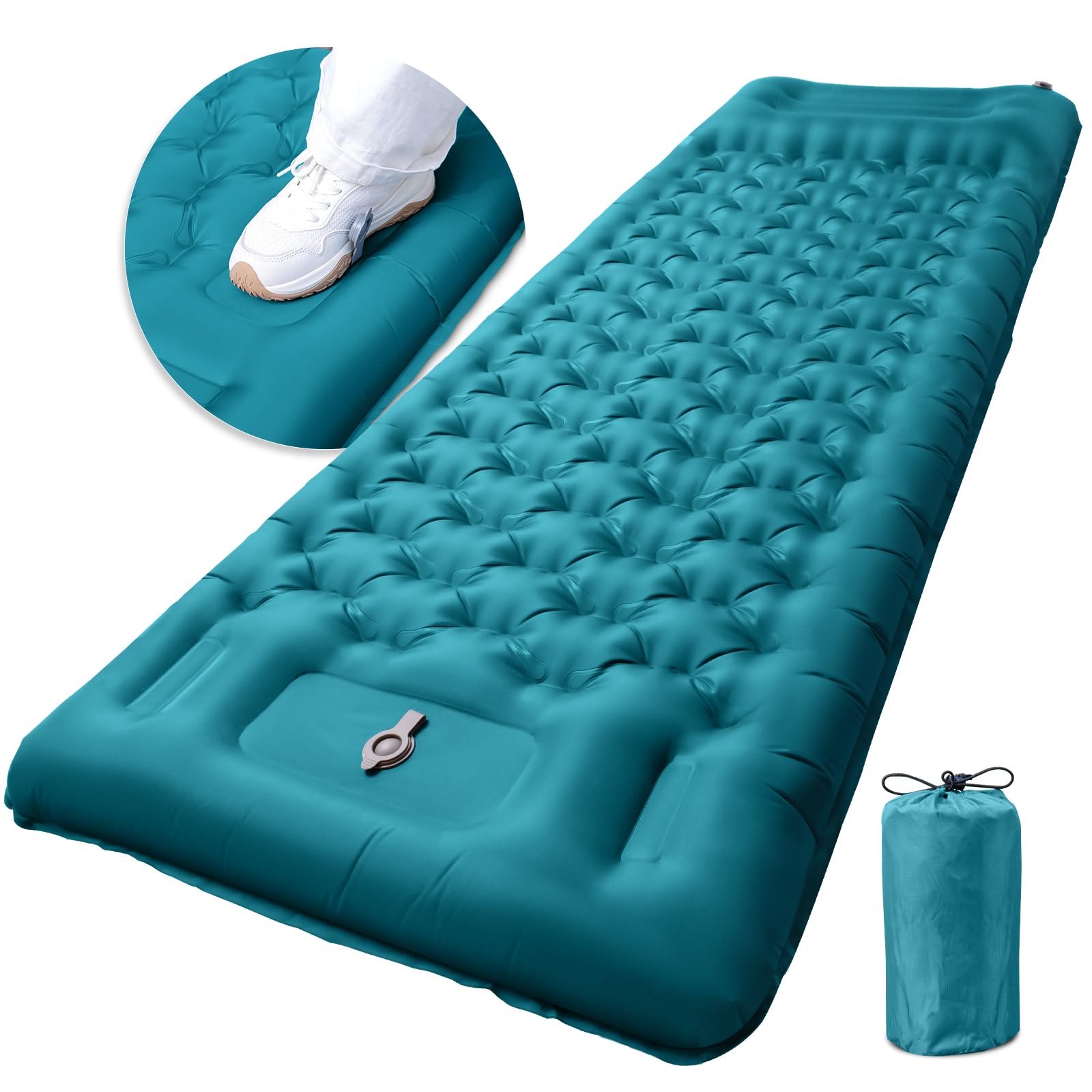GDREAMT - Almohadilla de dormir inflable para acampar con almohada, grosor extra de 4 pulgadas con bomba integrada, colchón de aire compacto y ultraligero para mochileros, senderismo, tienda de