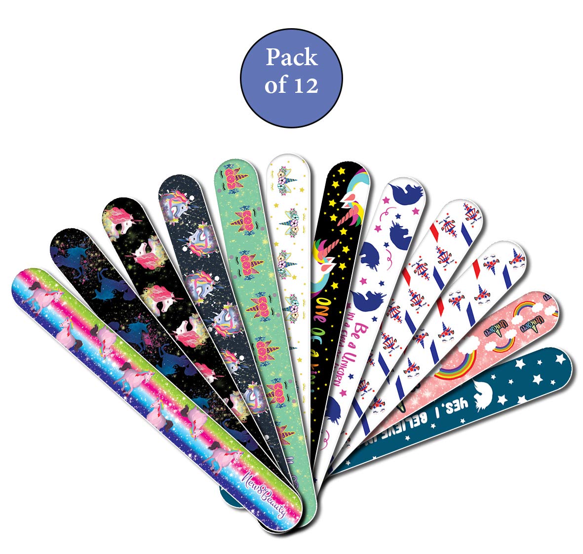 New8Beauty limas para uñas - Unicorn (12-Pack) - Para las niñas adolescentes señoras mamás que trabajan las mujeres, esposa, novia Su
