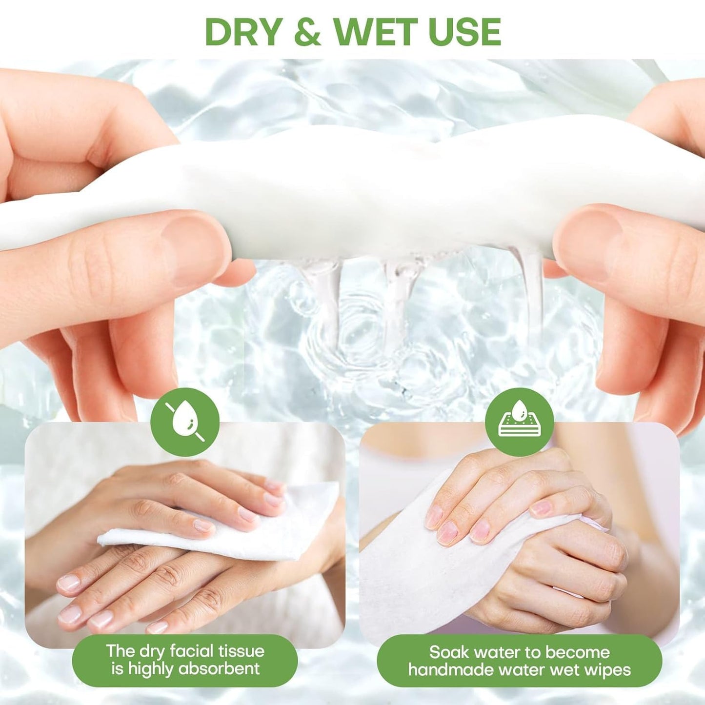 Fancyou Toalla Facial Desechable Comprimida Toallitas Desmaquillantes - Mini Paños Biodegradables Cara - Wipes Quitar Maquillaje Kit Viaje para Travel Essentials,Belleza Salón(1000 Unidad Verde)
