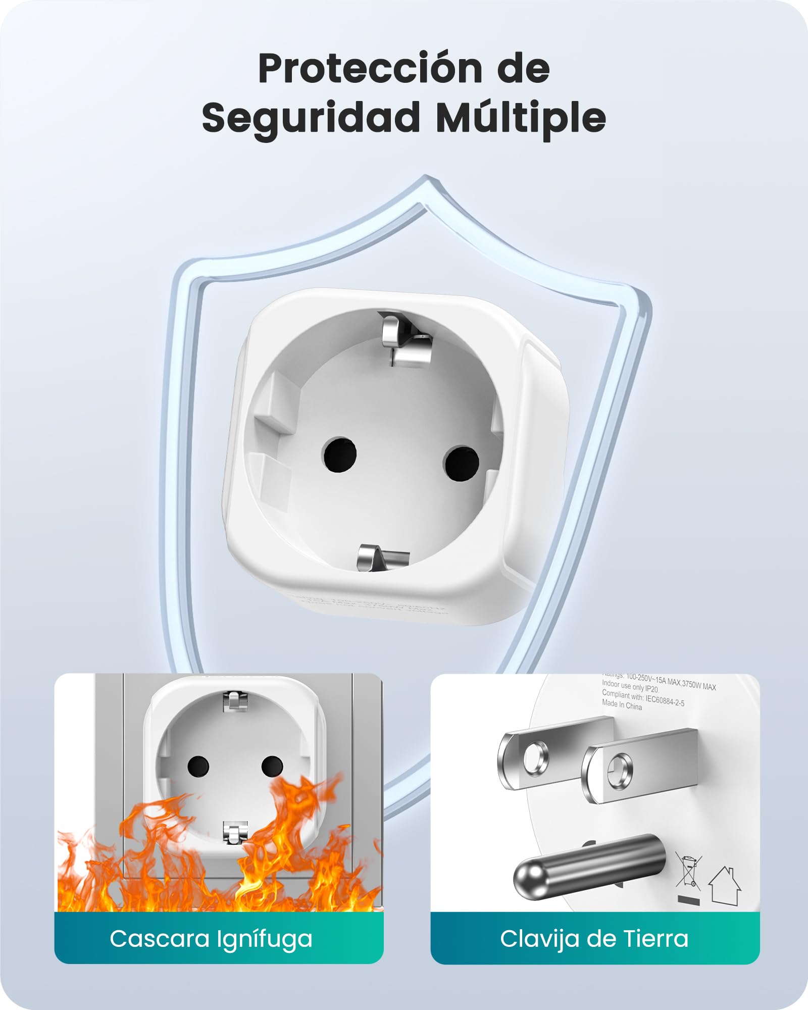 LENCENT Adaptador de Enchufe de Europa a EE.UU, Adaptador Europeo a Americano, Clavija Europea a Americana, Convertidor de Enchufe de Viaje de Europa a EE. UU. Mexico Colombia Canada, 1 Paquete