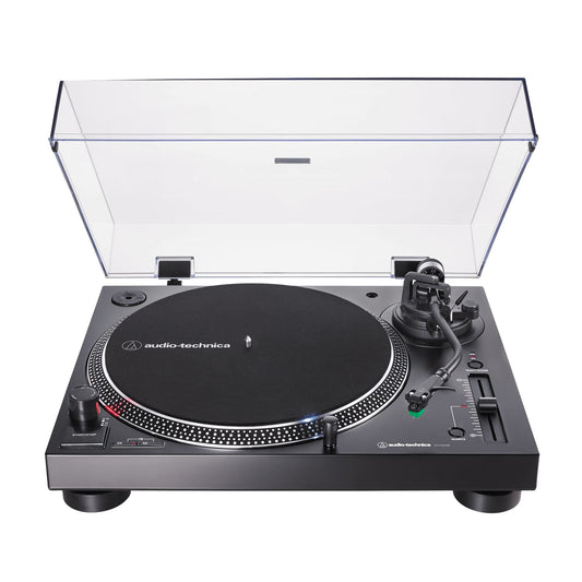 Audio-Technica - Tocadiscos AT-LP120XUSB-BK con accionamiento directo (analógico y USB), totalmente manual, alta fidelidad, 3 velocidades, convierte vinilo a digital, antipatinaje y control de tono variable, negro