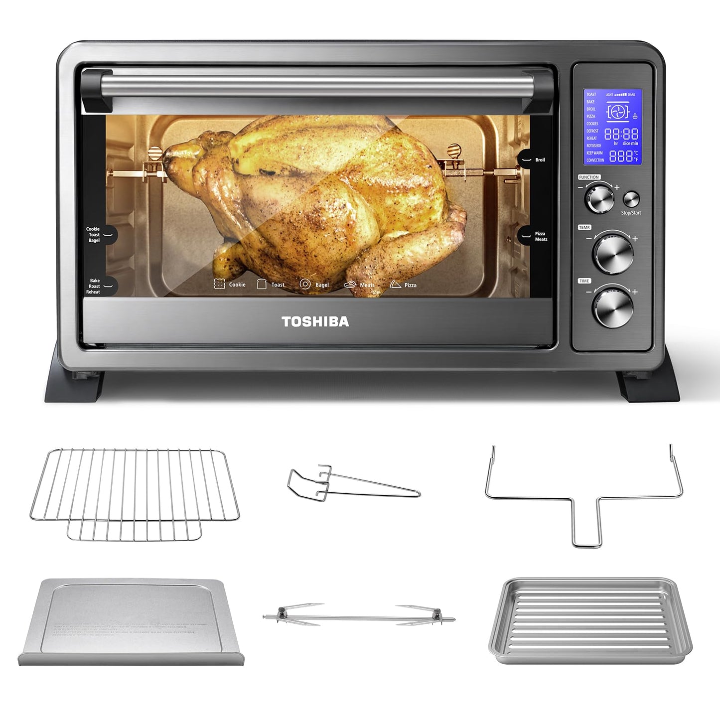 Horno de Convección Toshiba Acero Inoxidable Negro Digital 6 Rebanadas