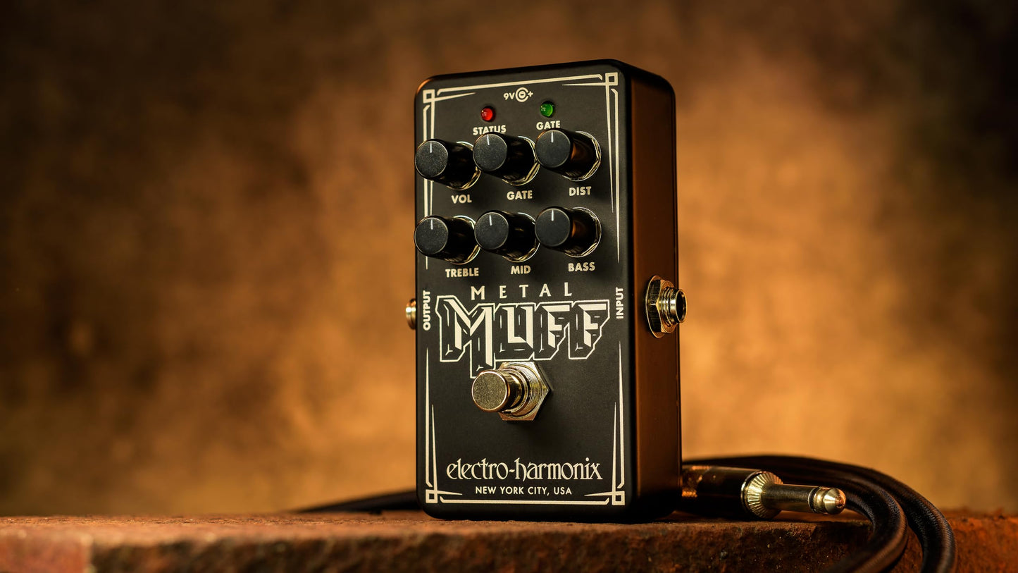 Pedal de Distorsión Electro-Harmonix Nano Metal Muff negro con Control de Puerta de Ruido para Guitarra Eléctrica