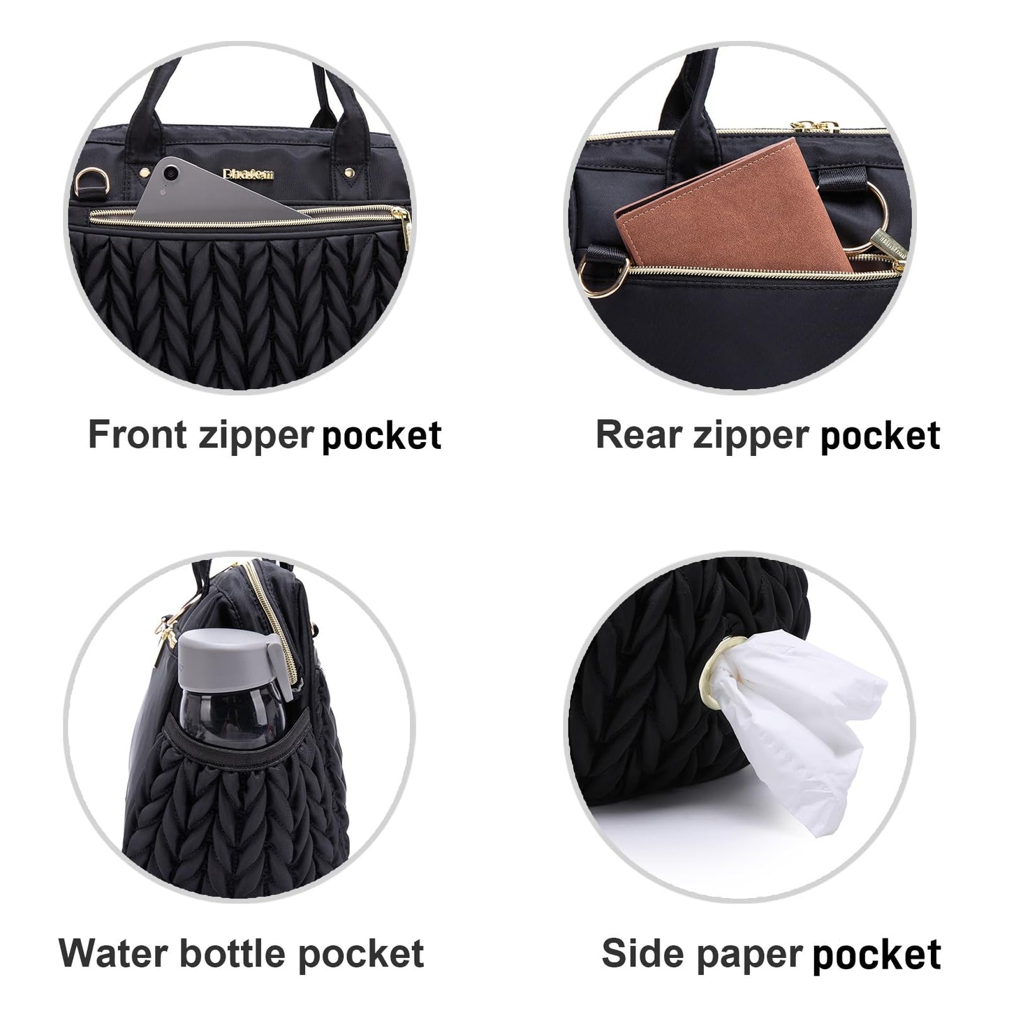 Bhafem - Pequeña bolsa de pañales, bolso de viaje para bebé, convertible en mochila, bolso cruzado, negro