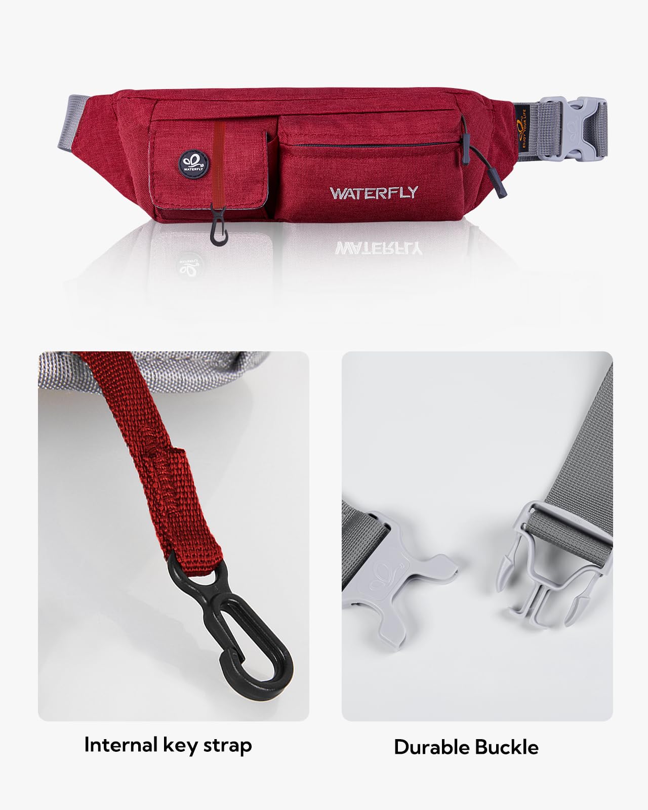 Riñonera WATERFLY Negra Resistente al Agua delgada para Hombre y Mujer