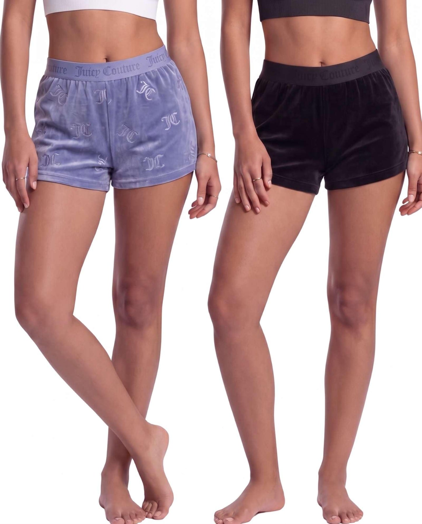 Juicy Couture Pantalones cortos de pijama de terciopelo polar para mujer, paquete de 2, pantalones cortos de diseño para dormir y estar en casa para mujer.