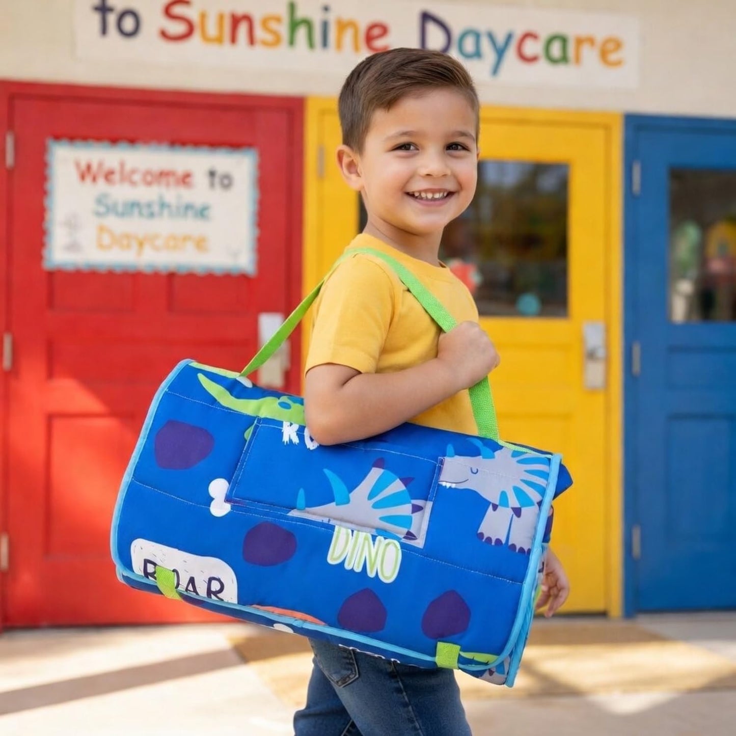 Everyday Kids - Tapete para siesta con almohada extraíble, asa de transporte con cierre de correas, diseño enrollable, microfibra suave para preescolar, guardería, saco de dormir de viaje, edades de 3