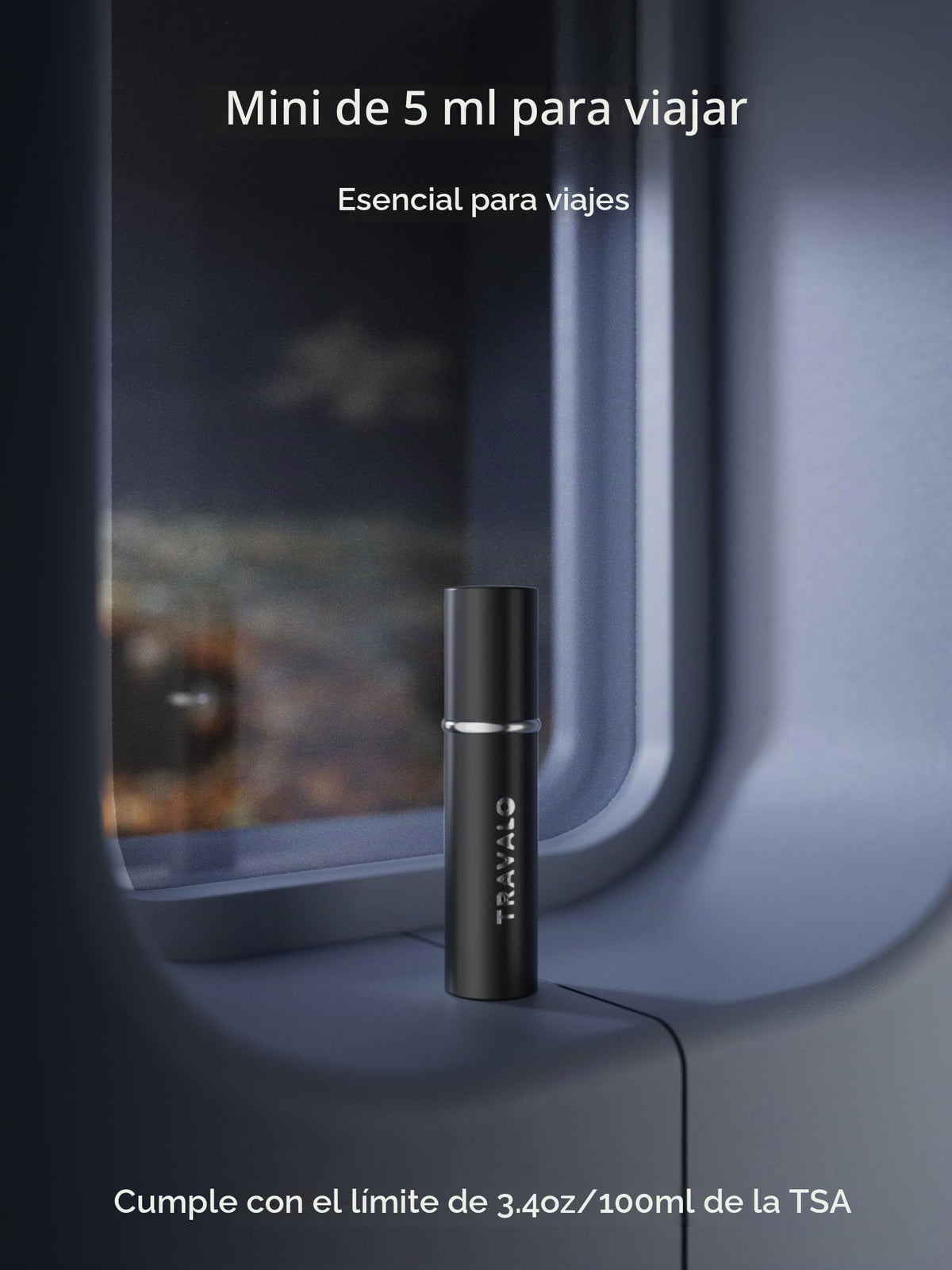 Atomizador de perfume recargable, botella de perfume con relleno inferior, mini dispensador de colonia, tamaño de viaje, pulverizador portátil para mujeres y hombres, regalo (ESSENTI, negro)