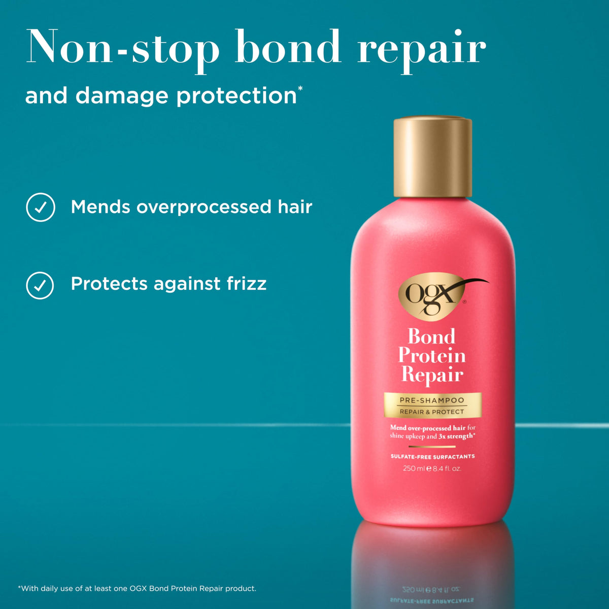 OGX, Pre-Shampoo, BOND REPAIR, Repara y Fortalece el Cabello, Protege Contra el Frizz y Mantiene el Cabello Brillante