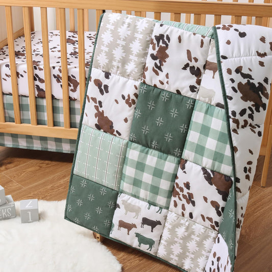 The Peanutshell - Juego de cama de 3 piezas para cuna de bebé para niños y niñas, juego de cama de bebé recién nacido, bebé y niño pequeño, decoración con sábana bajera para cuna, volantes contra el