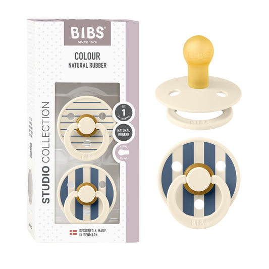 BIBS 5713795259687 PACIFIER, Ivory Steel Blue Mix, 2 piezas