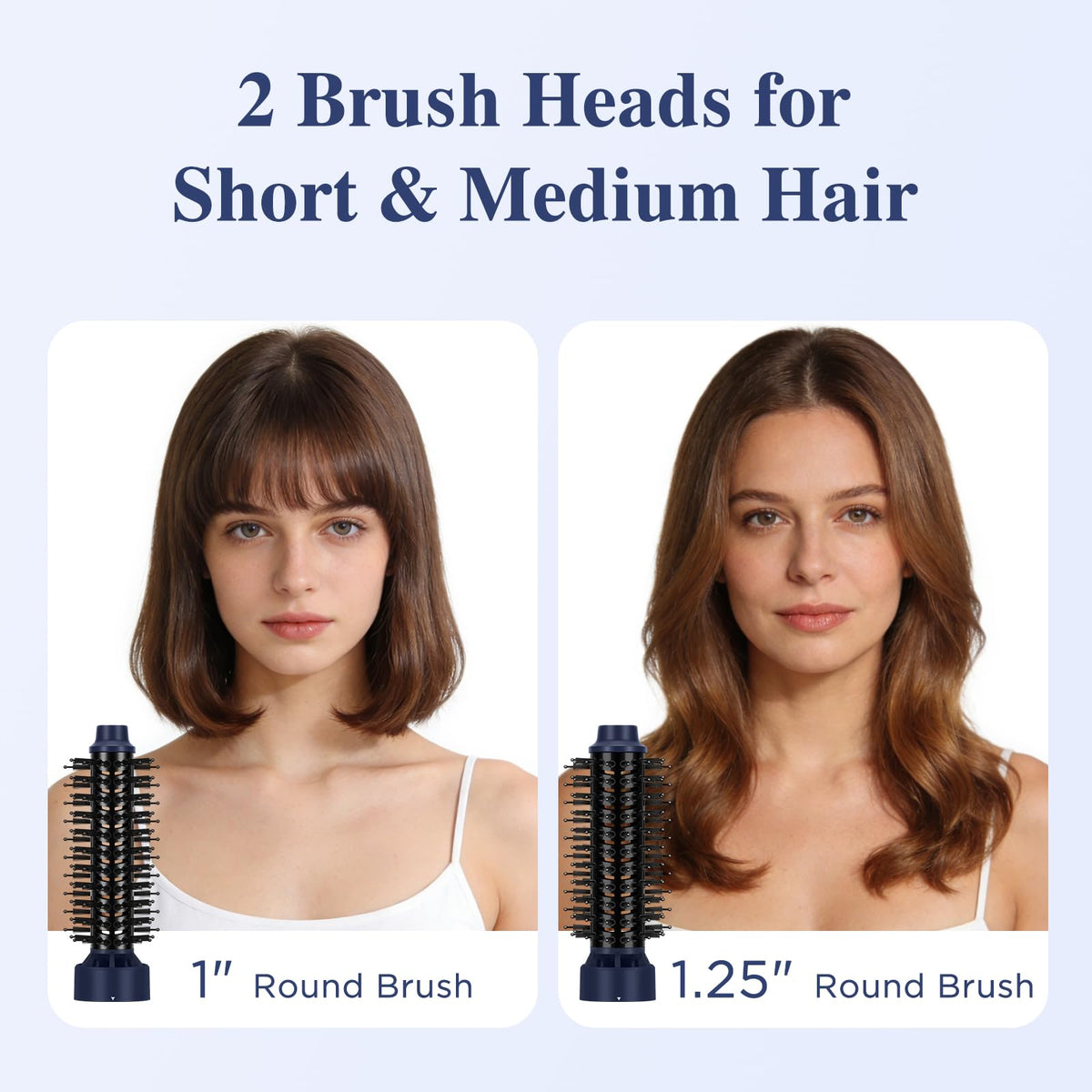 Set de Cepillos Aima Beauty Negro con Barril Redondo Intercambiable para Secador de Pelo, Brillo y Volumen para Cabello Corto a Mediano