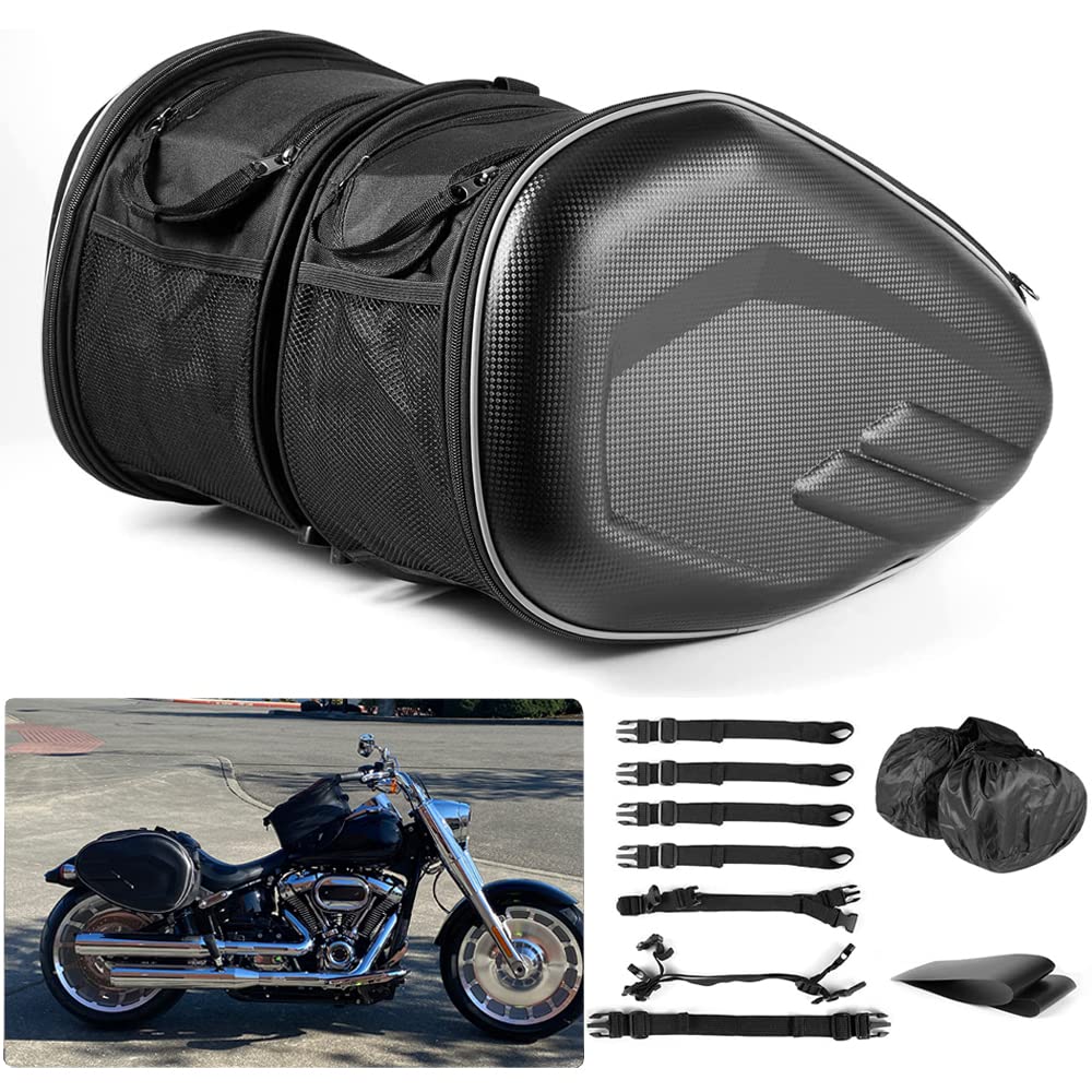 Alforjas de Motocicleta Universal Cuero PU Impermeable Capacidad Ampliable