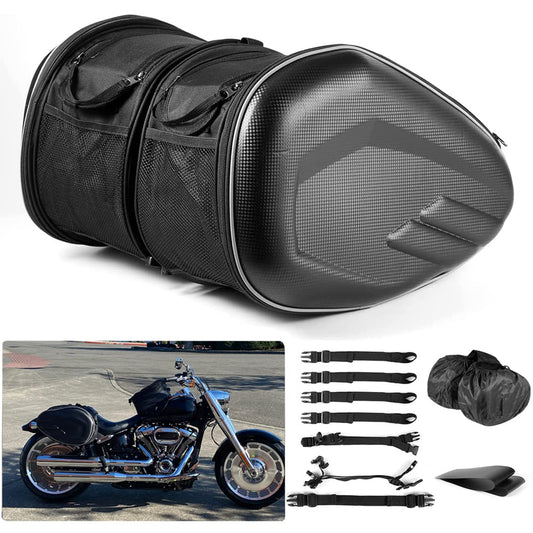 Alforjas de Motocicleta Universal Cuero PU Impermeable Capacidad Ampliable