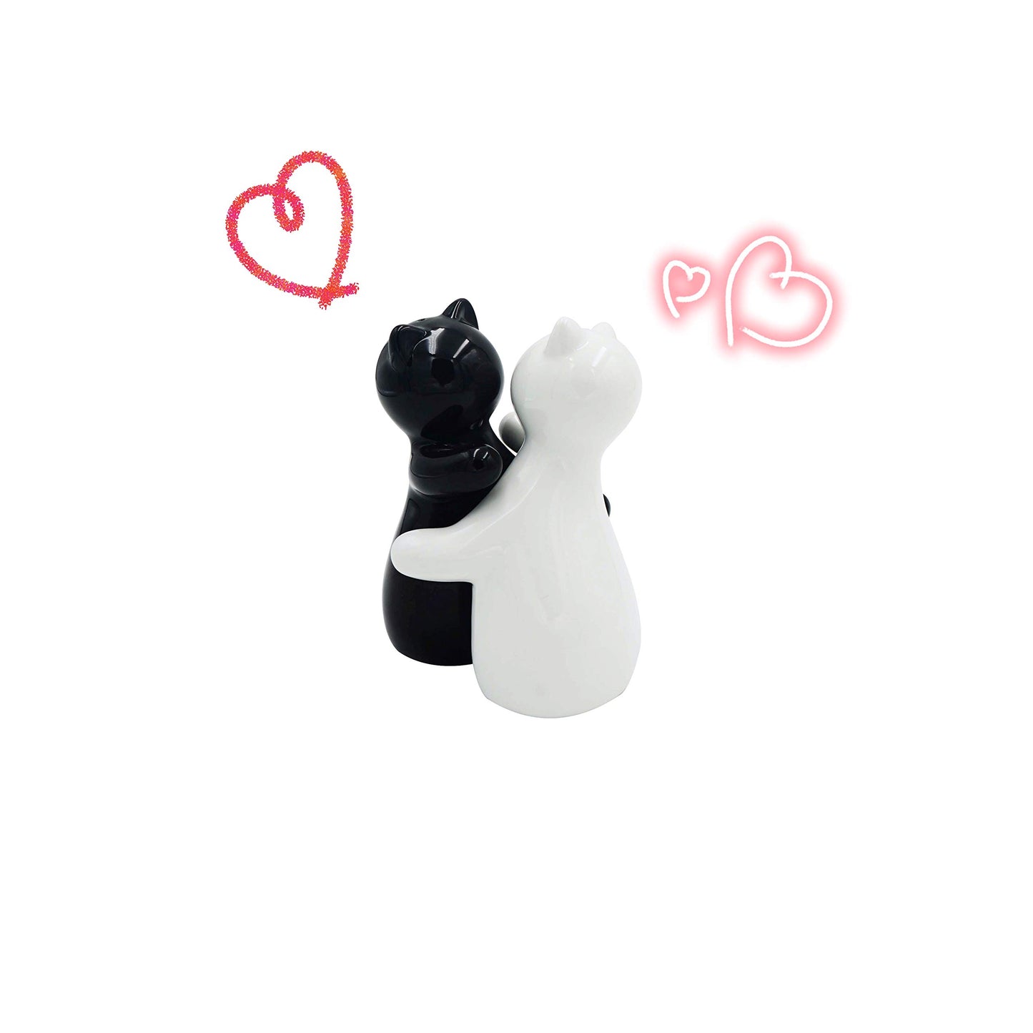 Botellas de sal y pimienta, lindos trajes de pareja de gatos, cerámica libre de escombros, trajes blancos y negros, fácil de suministrar y distribuir (condimentos y especias) - perfecto para regalos, S1