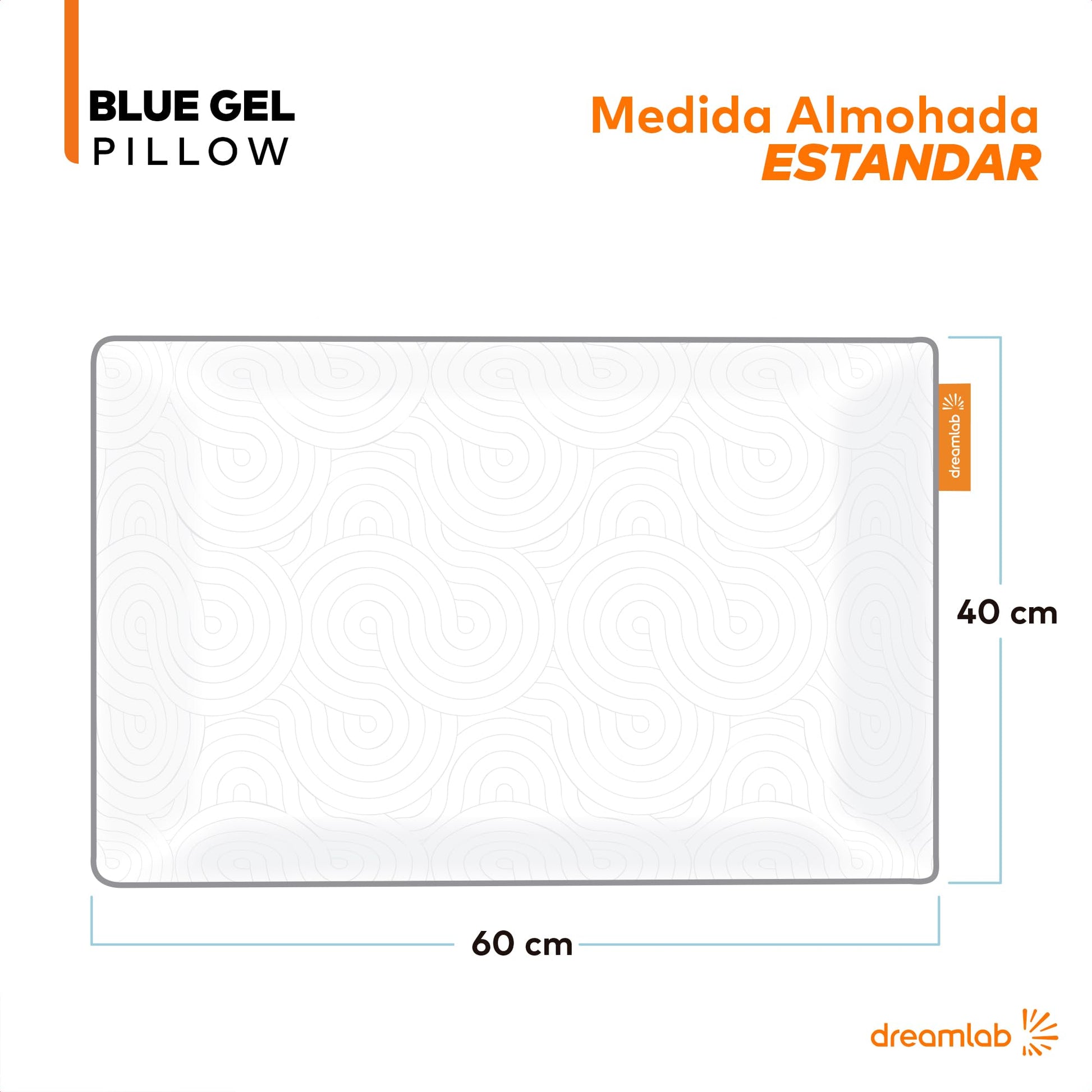 Almohada Dreamlab Azul Memory Foam con Gel y Funda de Bambú Hipoalergénica 2 Piezas Estándar