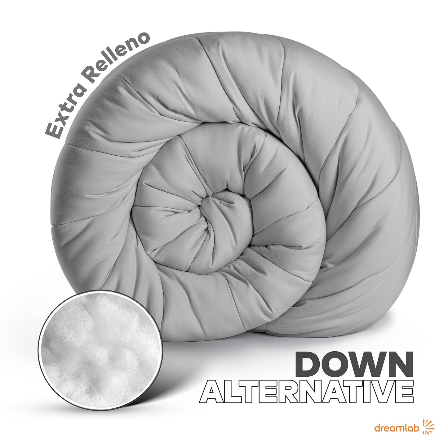Edredón Dreamlab Gris Claro Reversible Hipoalergénico para Toda Estación King Sobredimensionado