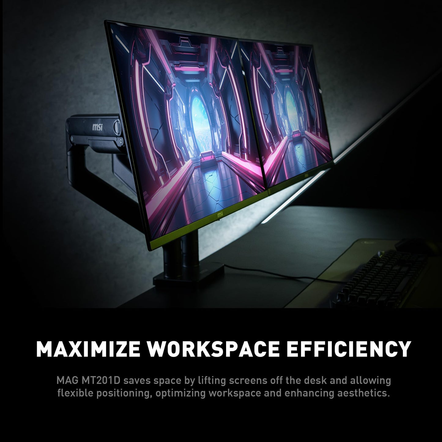 Brazos de Soporte para Monitor Doble MSI mag MT201D Negro Alta Resistencia 17-45 Pulgadas Compatible con VESA