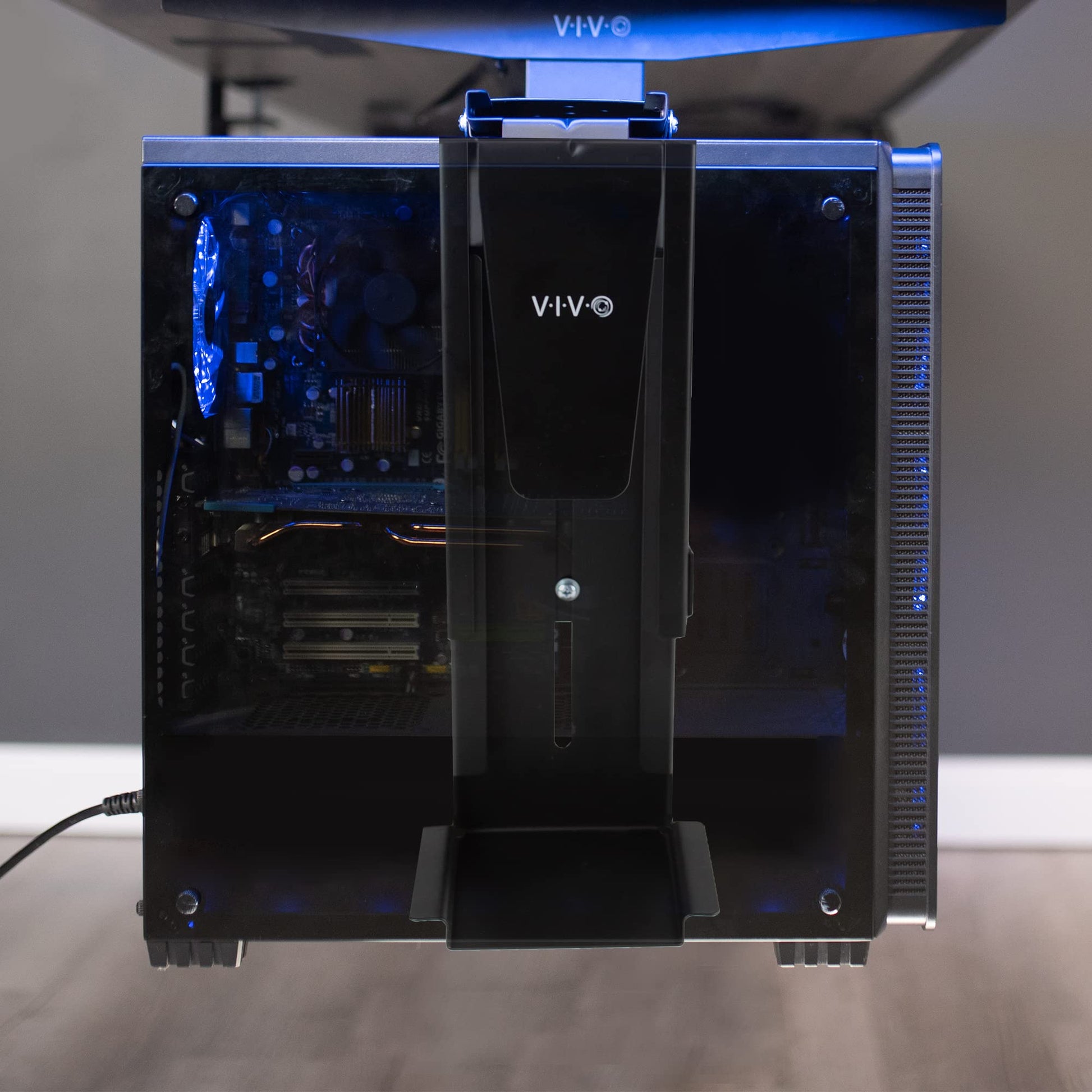 Soporte ajustable VIVO negro con abrazadera para computadora y CPU
