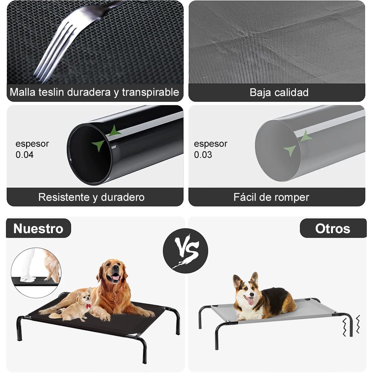 Cama Elevada AbaqKalza Gris Refrescante para Perro y Gato