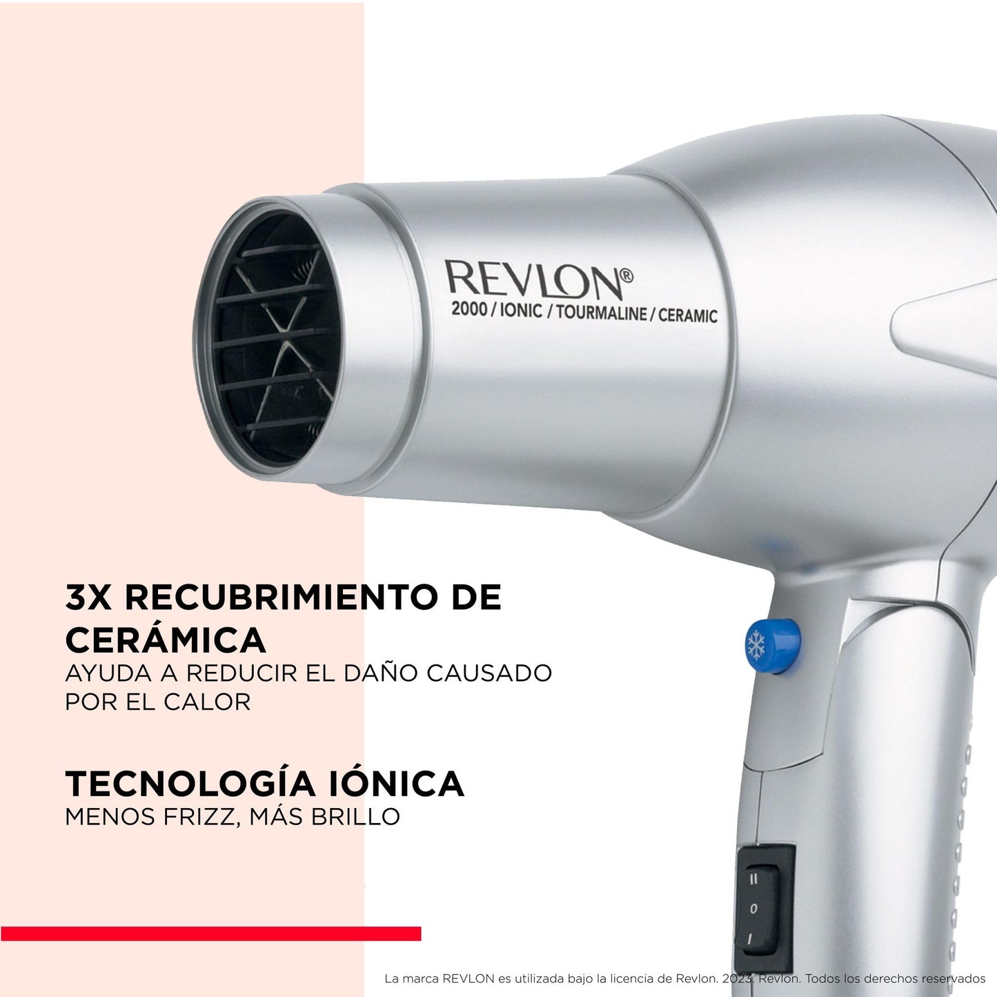 Revlon Secadora con Tecnología Iónica y Turmalina, Plata