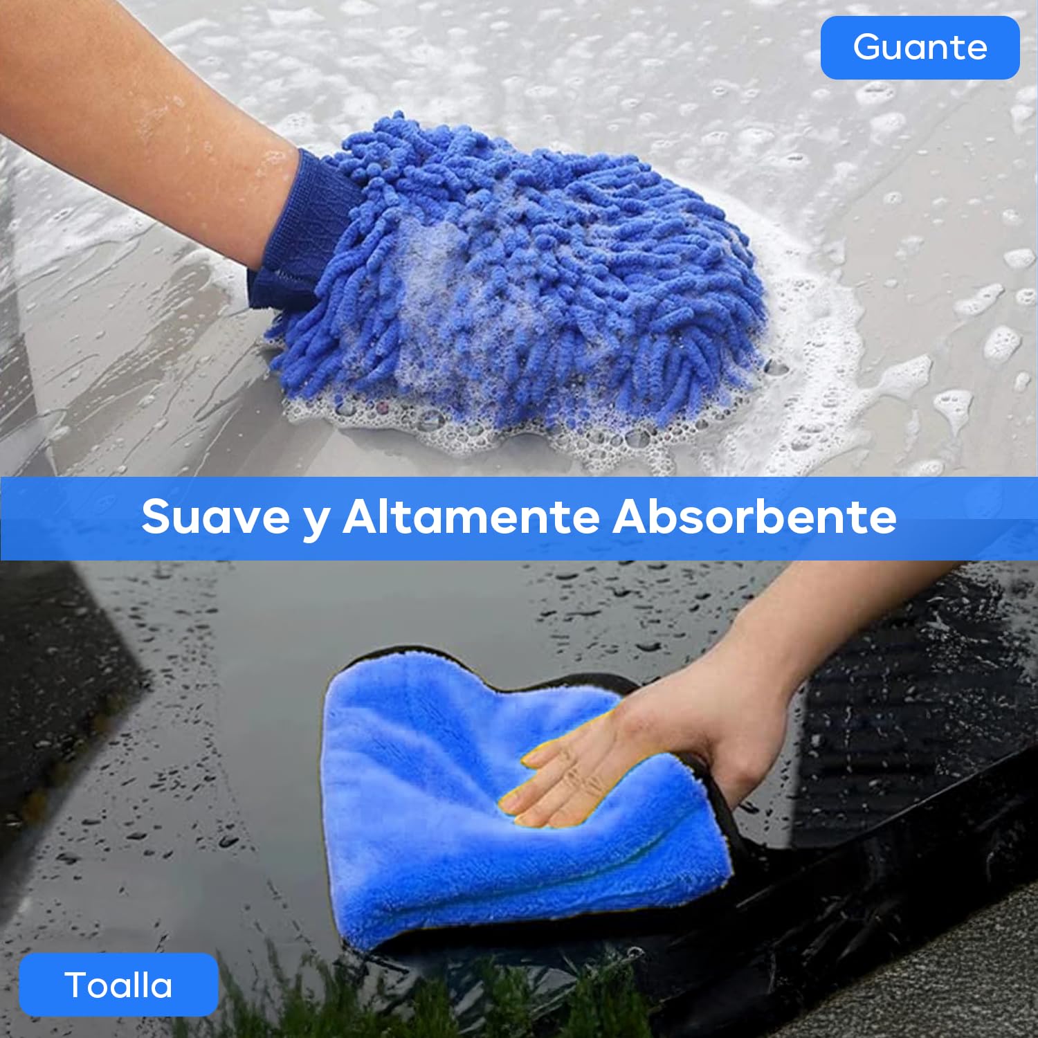 Juego de Cepillos para Limpieza de Coches Profesional con Bolsa de Almacenamiento, para Interior, Exterior y Ruedas