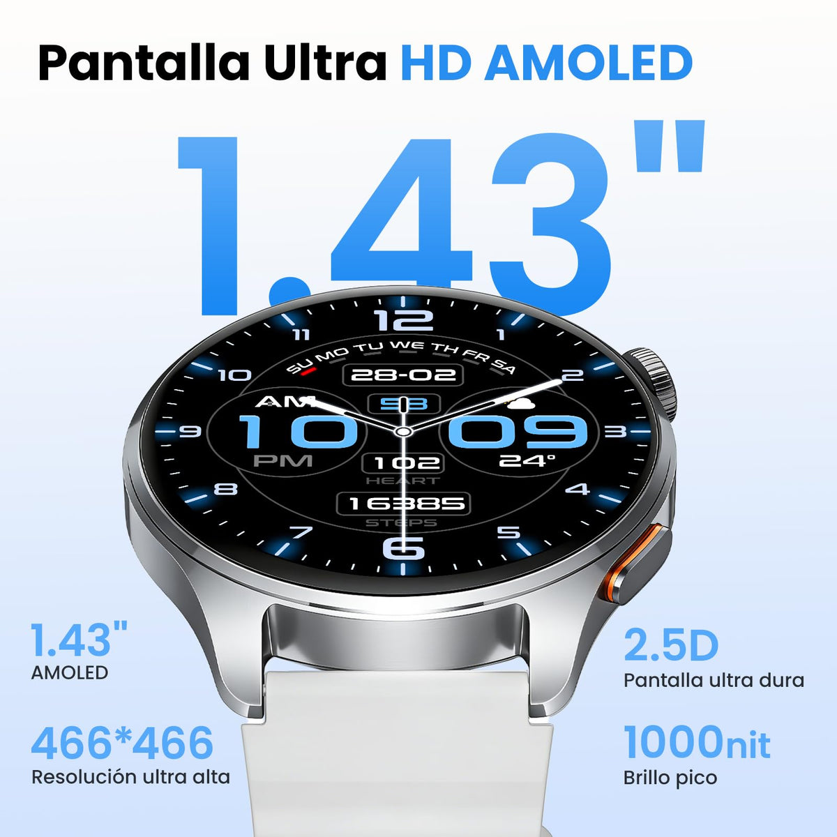 Smartwatch HAYLOU 4S AMOLED 1.43 Pulgadas GPS Bluetooth 5.3 para Mujer y Hombre