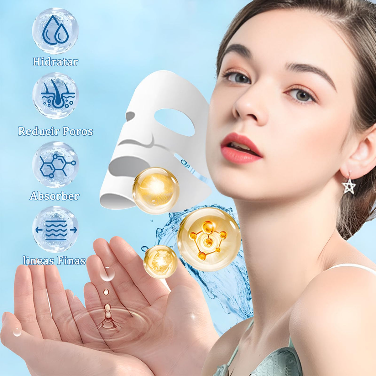 UEBSDVA 16 Piezas Collagen Real deep Mask, Mascarilla de Biocolageno, Mascarillas de Colageno, Reduce los Poros, Mejora la Elasticidad, Las Arrugas y Hidratación profunda