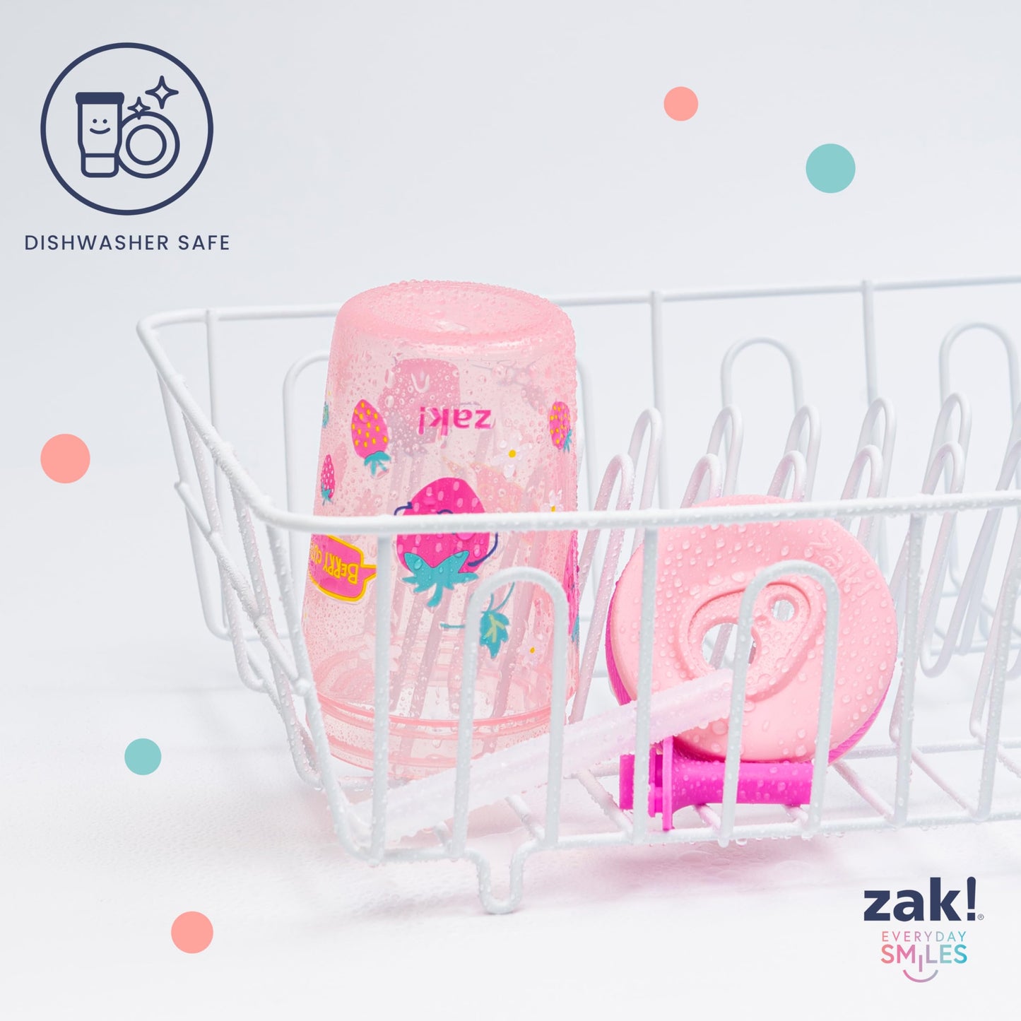 Zak Designs Tiburón bebé de 15 onzas hecho de plástico duradero y silicona, paquete perfecto para niños