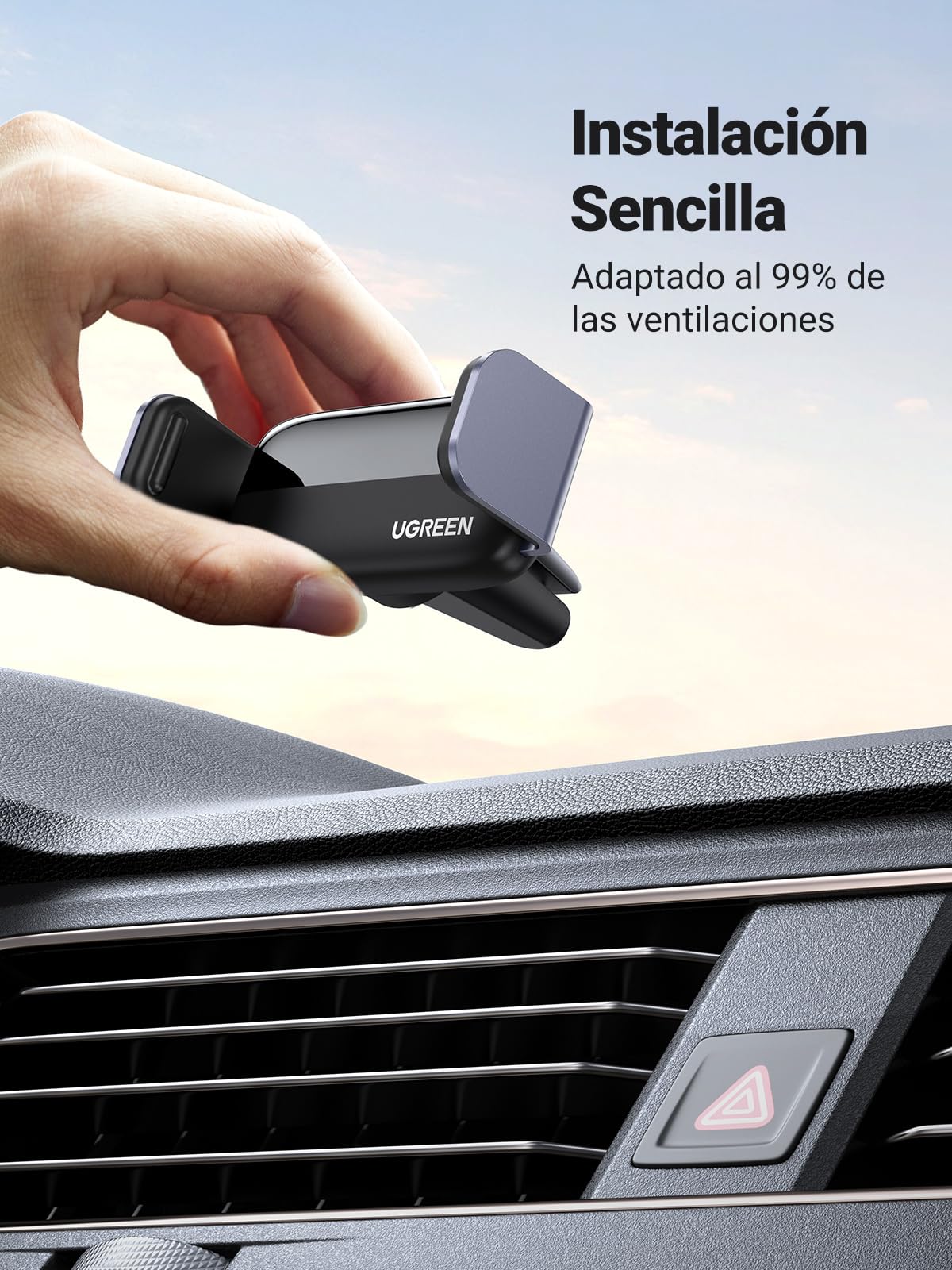 Soporte Celular UGREEN Negro con Rotación 360 Grados para Auto