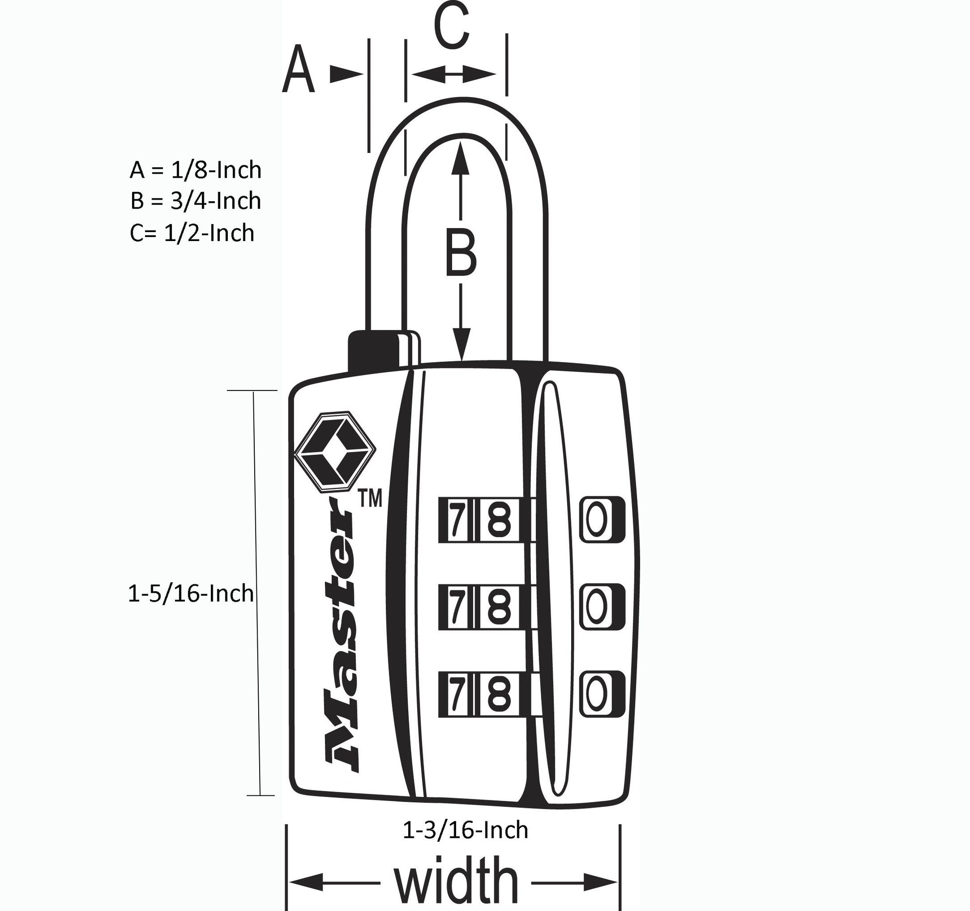 Candado para Equipaje Master Lock 30 mm Negro