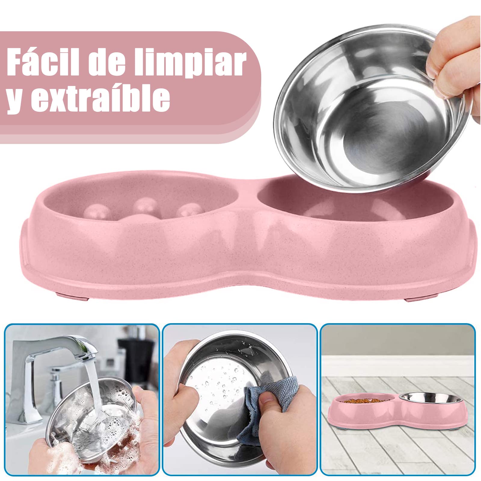 Comedero Lento para Perros, Dog Bowl Slow Feeder, Mascota Alimentador Lento para Comida Y Agua, Rojo