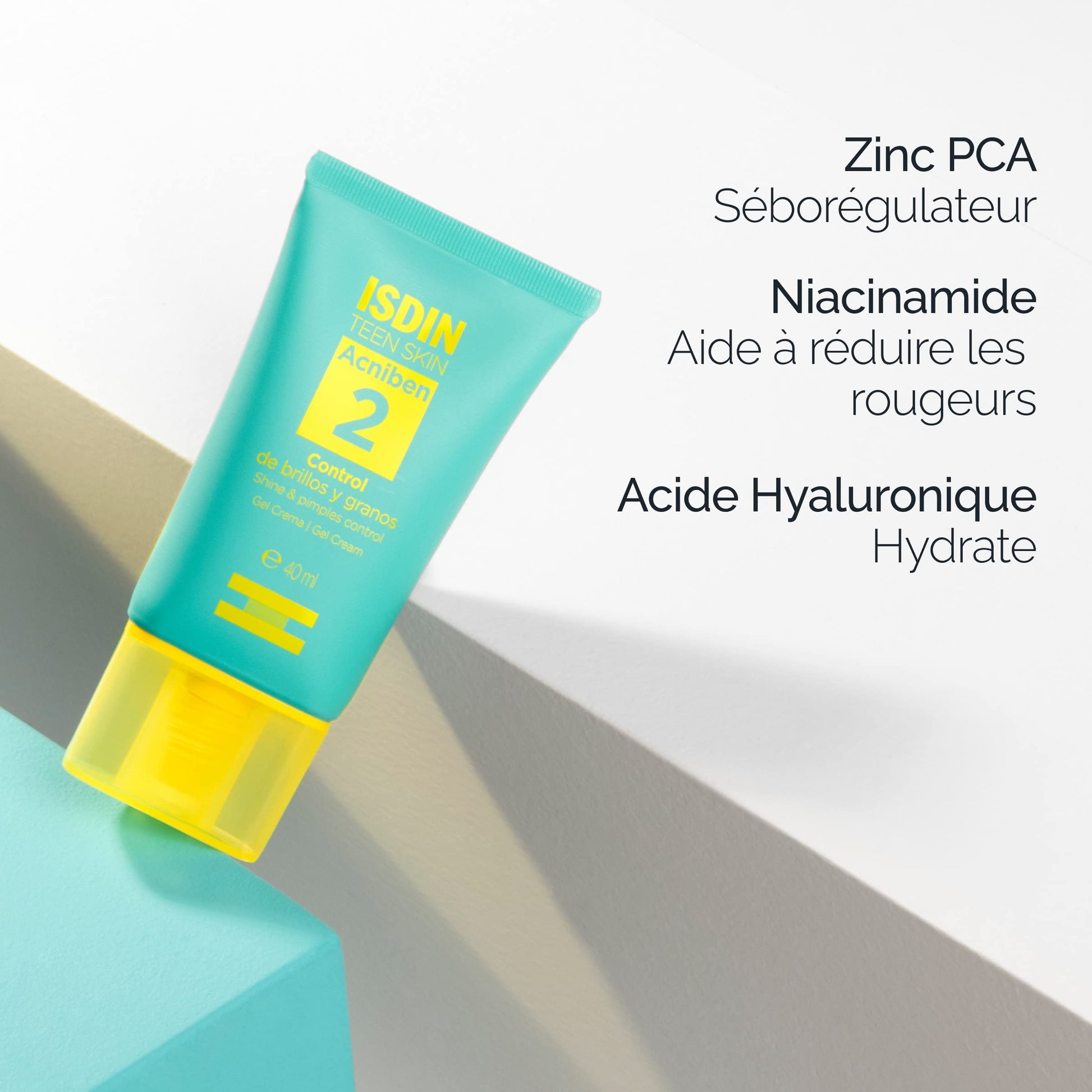 ISDIN Teen Skin Acniben Gel Crema, Tratamiento para el Acne Facial Control de Brillos y granos, 40ml