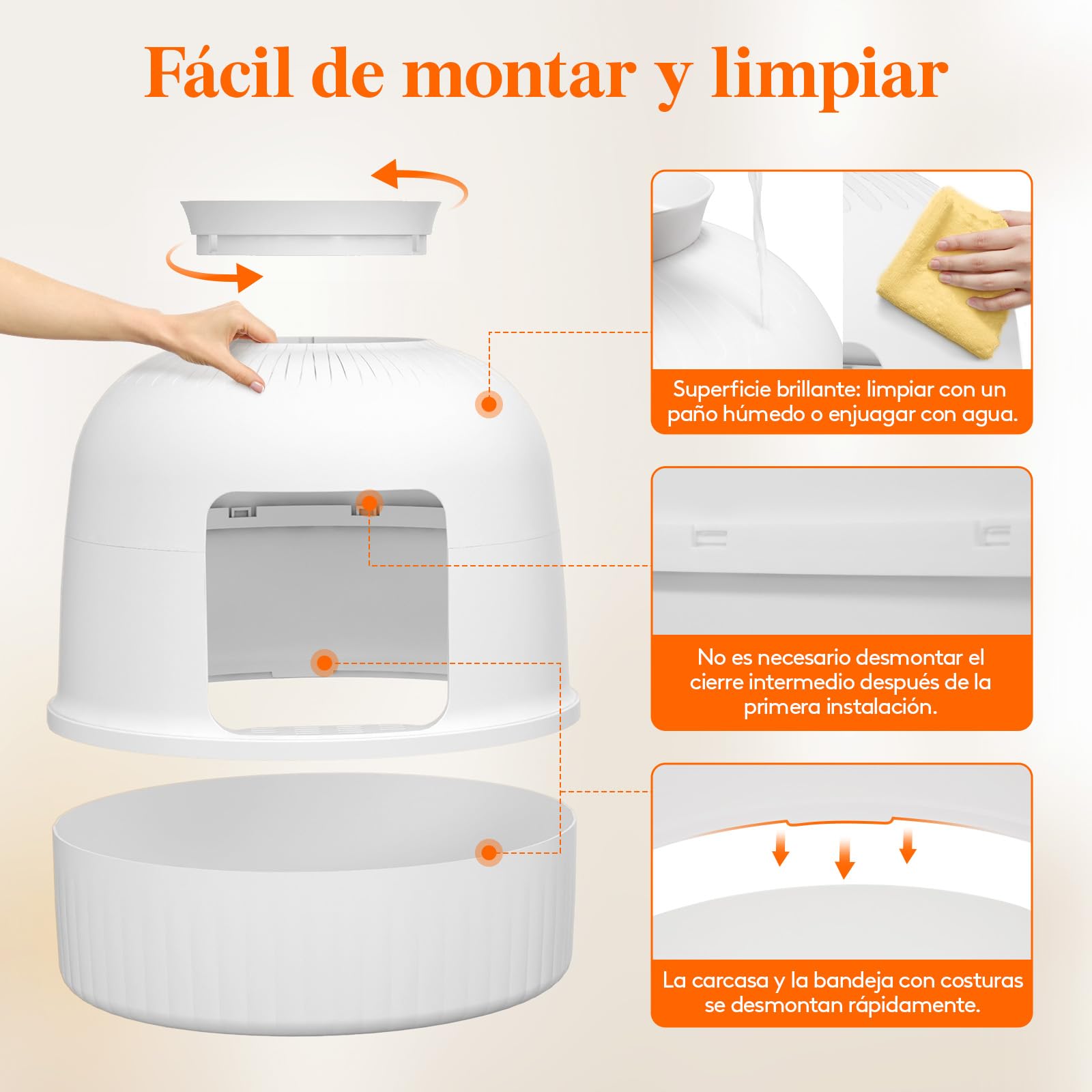 Lifewit Caja de Arena para Gatos con Plantas Ocultas, Plantas Artificiales y Caja de Arena Cerrada para Gatos, ventilación y Filtro de olores, fácil de Limpiar, Color Blanco