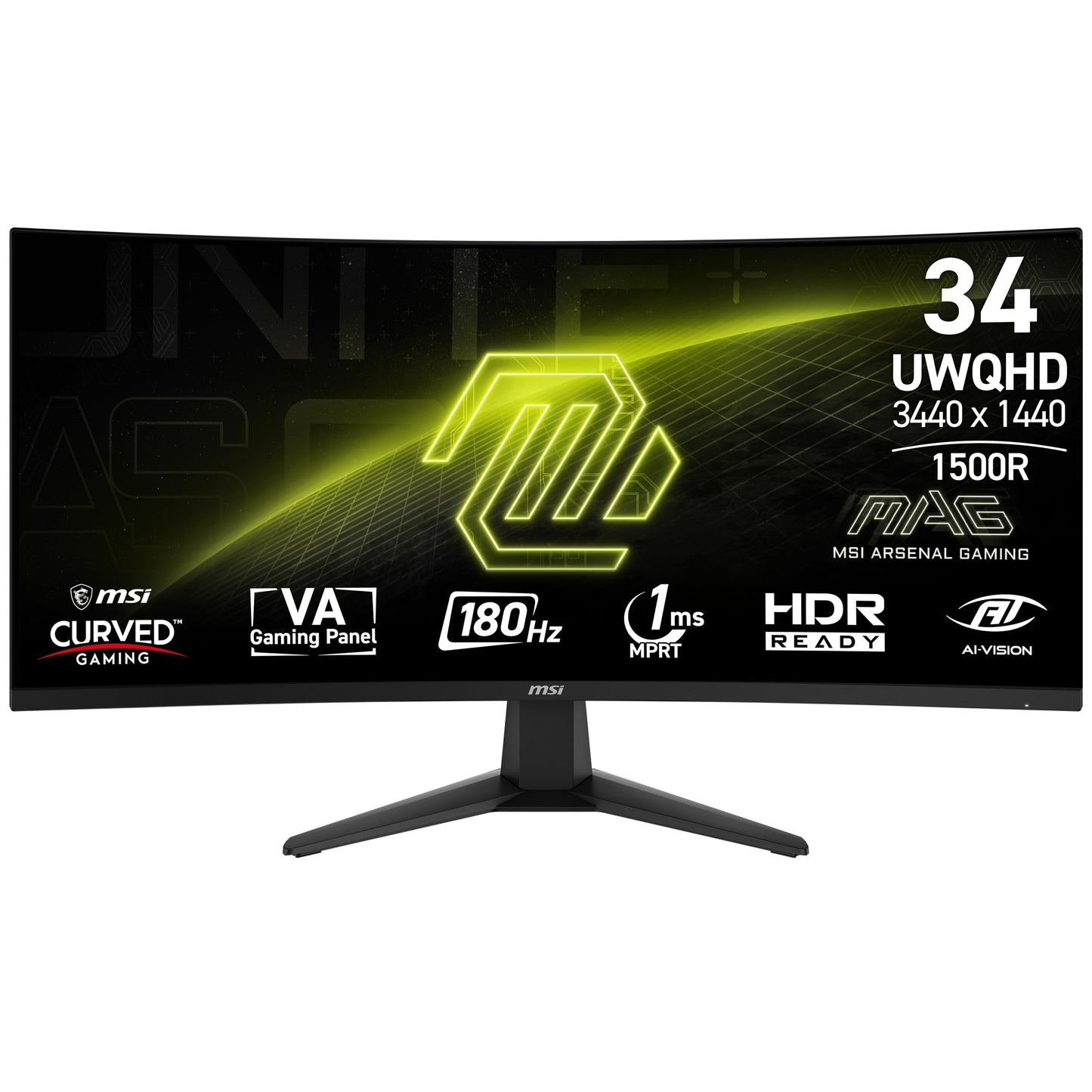 Monitor Curvo para Gaming MSI mag 346CQ UltraWide VA 180 Hz HDR Ready 34 Pulgadas 1500R