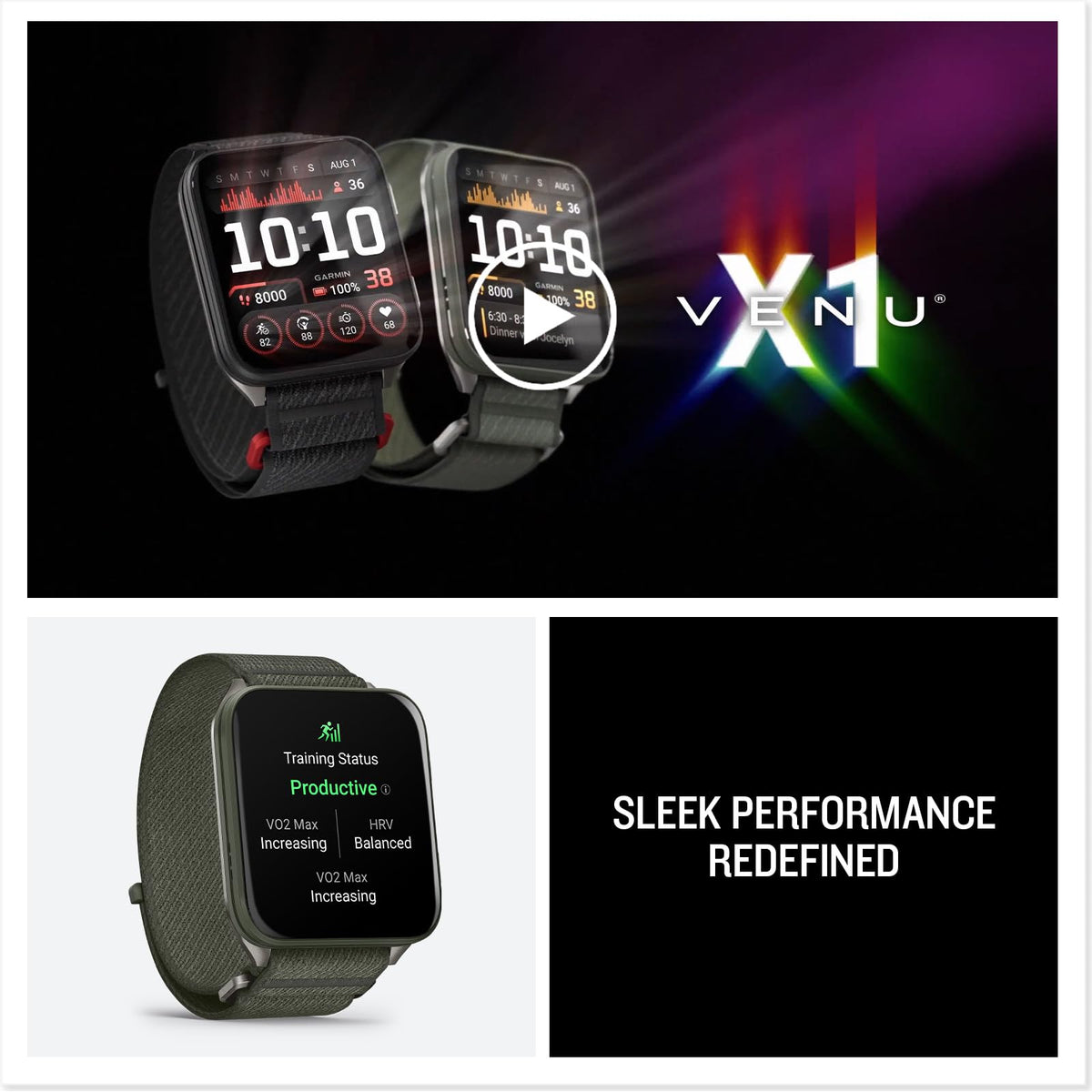 Reloj Inteligente GPS Garmin Venu X1 Musgo Fondo Titanio Ligero AMOLED Fitness Avanzado