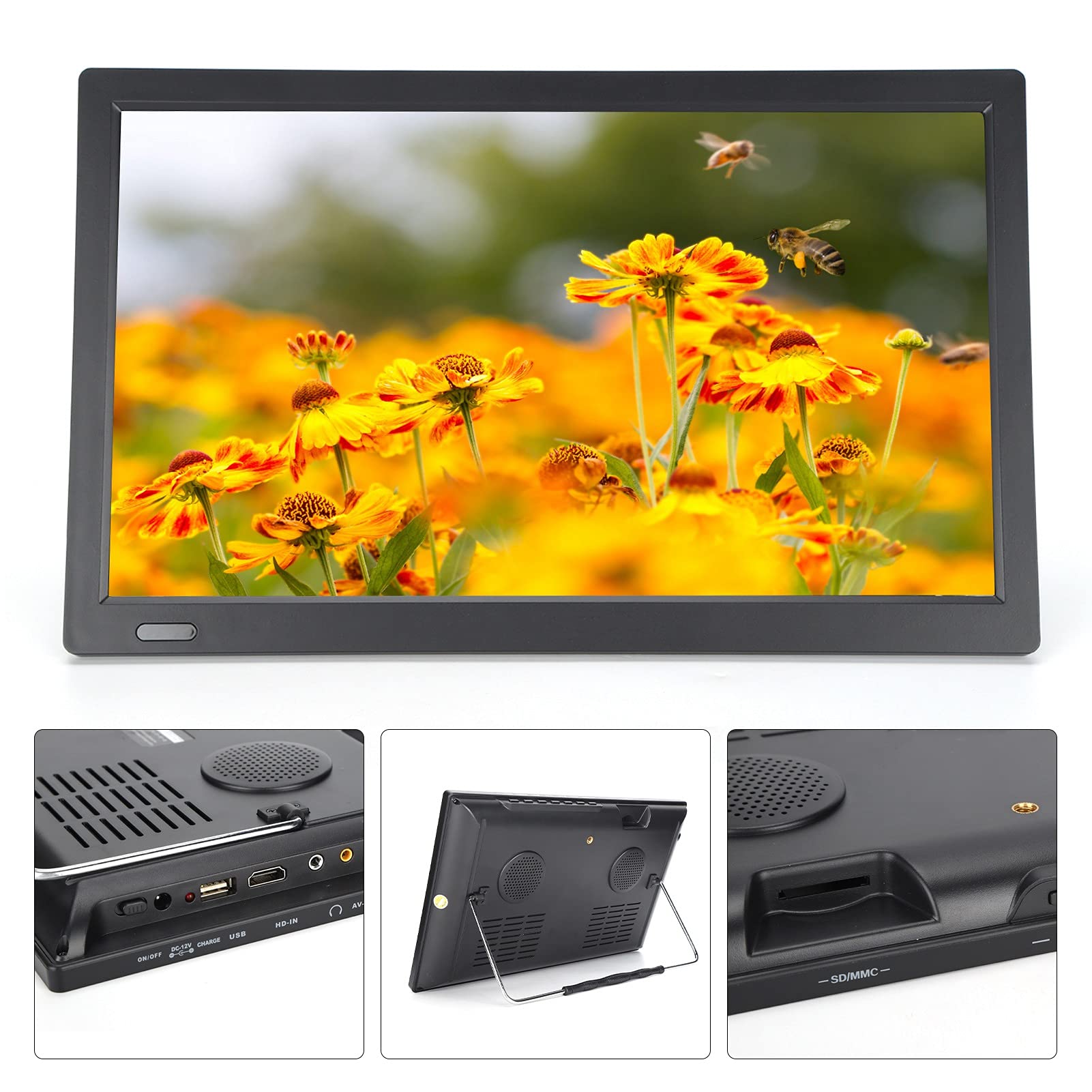 Dpofirs Televisión Digital portátil, 1080P HD 13 Inch Televisión Portátil, Mini 1080P HD TV, STV LED Portátil Recargable con USB para Automóvil Niños Viajes Campamentos, Regalos