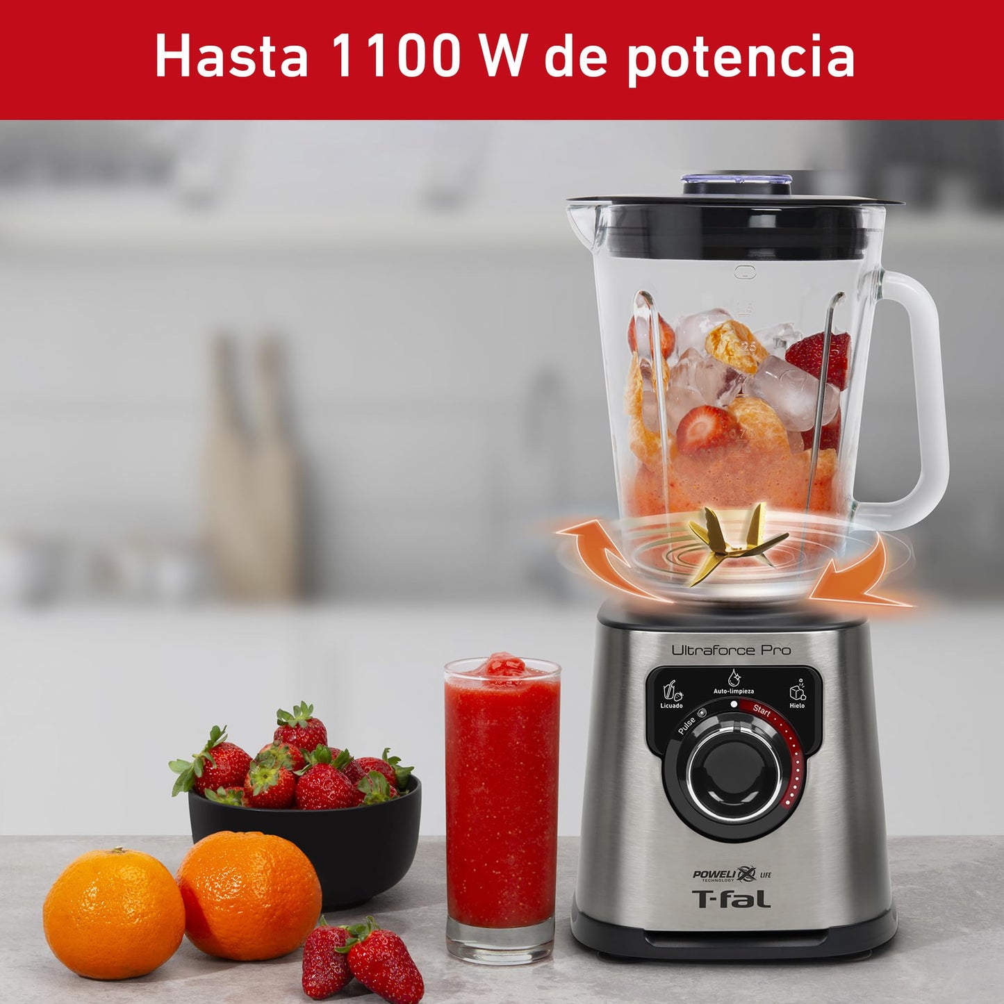 Licuadora T-fal Ultraforce Pro Inox con Tecnología Powerlix Life y 6 Cuchillas de Titanio