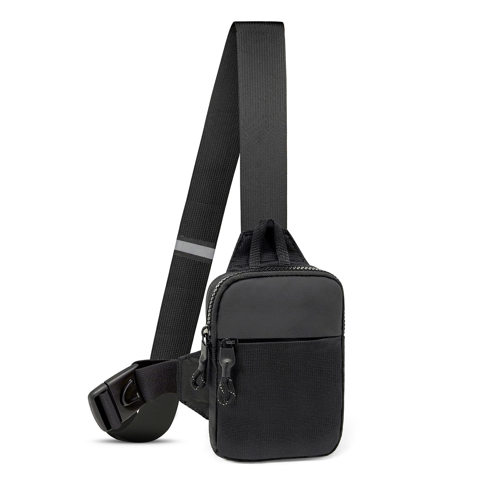 LKEX - Mini bolso bandolera para hombre, pequeño, para mujer, riñoneras, casual, personal, mochila, para el pecho del teléfono, Negro-mini(largo x ancho x alto = 13 x 3 x 19 cm), Pequeño, Mochilas