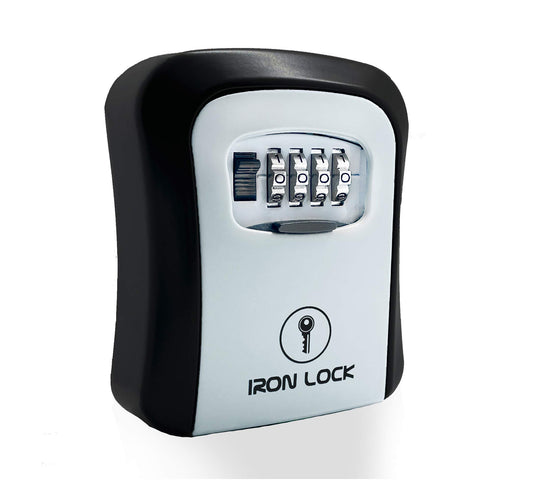 Iron Lock® - Caja de bloqueo de llaves para llaves de 4 dígitos combinación con código reajustable con interruptor A B para interiores y exteriores, impermeable, para llaves de casa de repuesto, 5