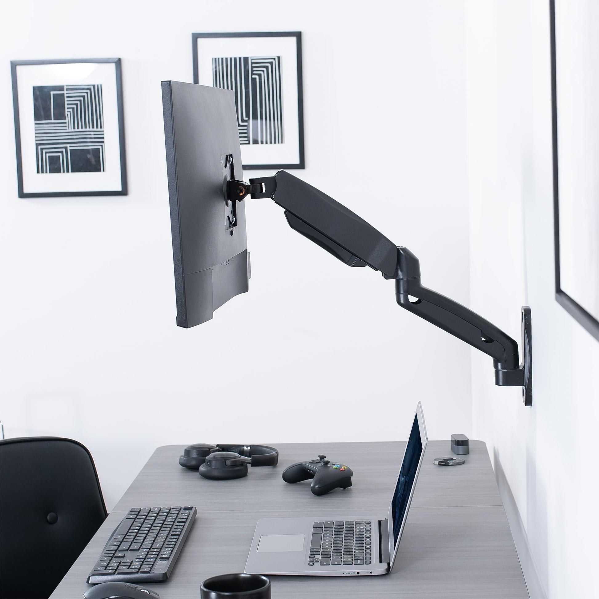 Soporte de Pared Vivo Negro con Brazo Extendido Ajustable para Monitor de 17 a 32 Pulgadas