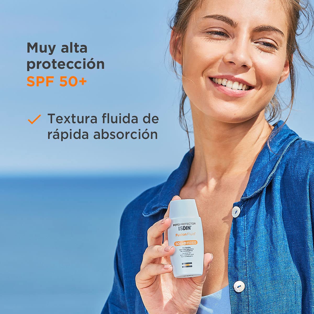 Isdin Fotoprotector spf 50+ Gel Crema Dry Touch 50 ml - Protector Solar + Fotoprotector Fusion Fluid SPF 50+, Protector Solar Facial, Innovadora textura ultraligera que se funde con tu piel, 50ml