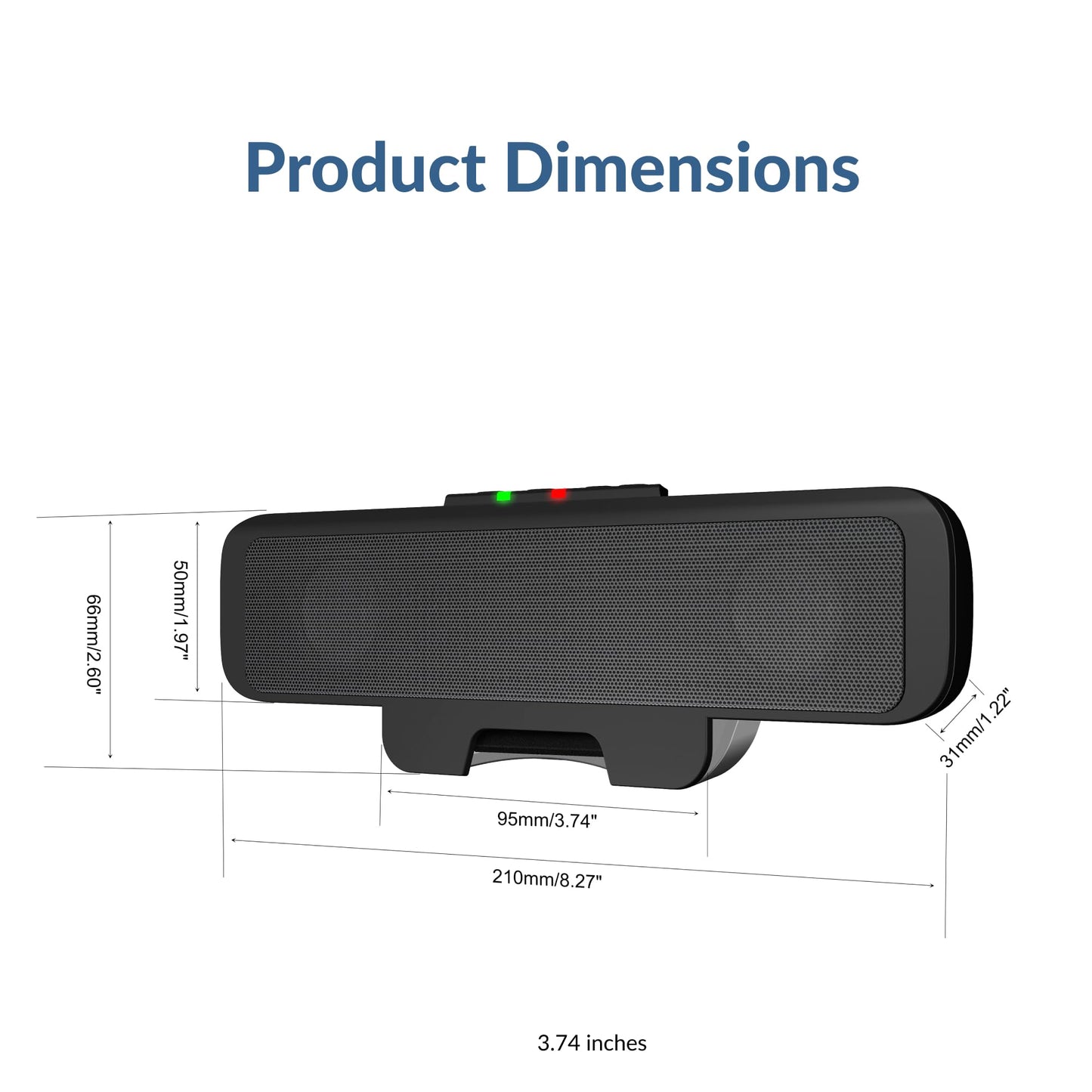 Cyber Acoustics Barra de Altavoces USB (CA-2890) – Altavoz estéreo Alimentado por USB, se sujeta fácilmente al Monitor, Controles convenientes