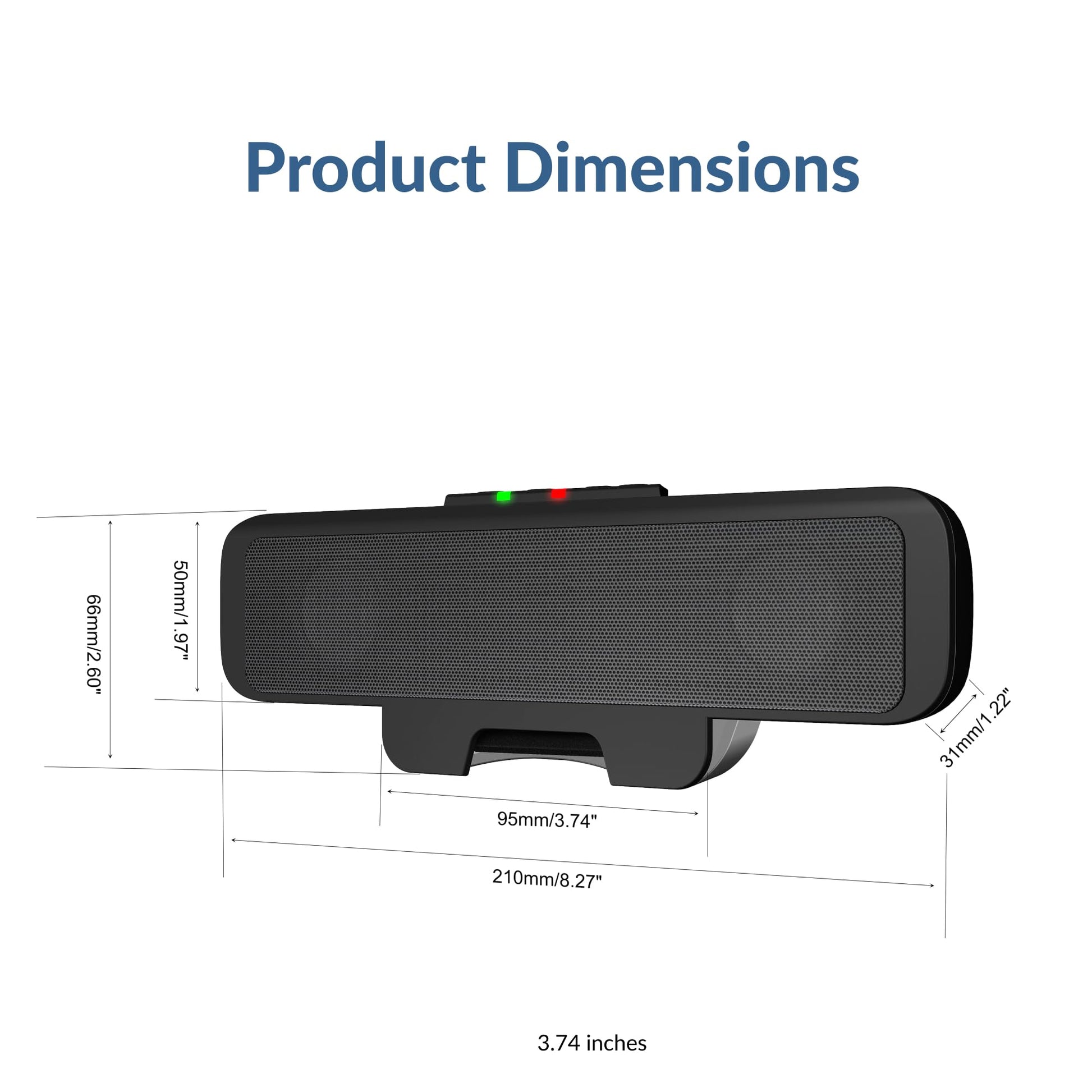 Cyber Acoustics Barra de Altavoces USB (CA-2890) – Altavoz estéreo Alimentado por USB, se sujeta fácilmente al Monitor, Controles convenientes